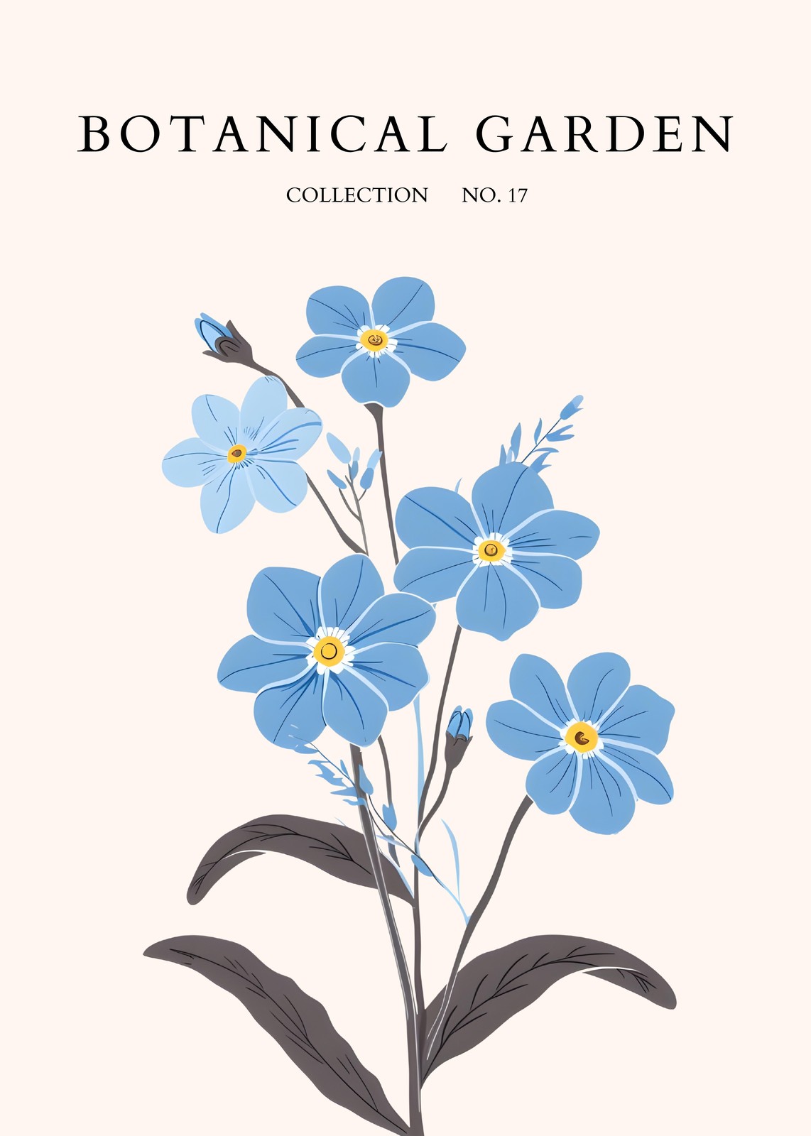 Blue Botanical Garden Flowers Wall Art