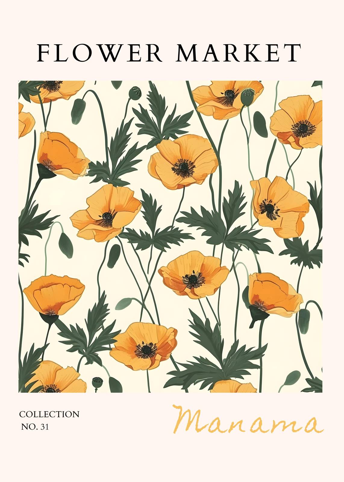 Vibrant Orange Poppy Flower Market Wall Art