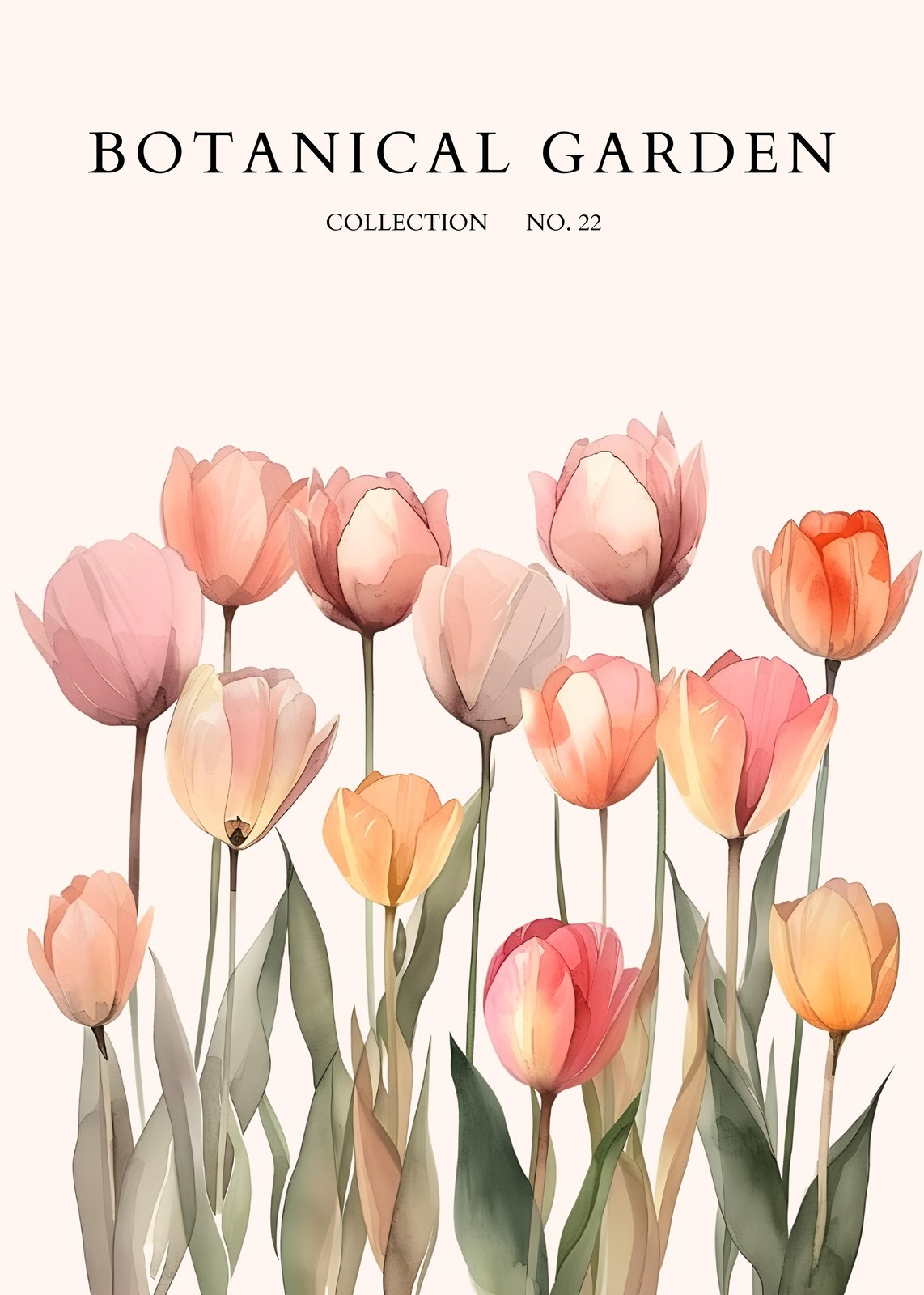 Soft Watercolor Tulips Botanical Garden Wall Art
