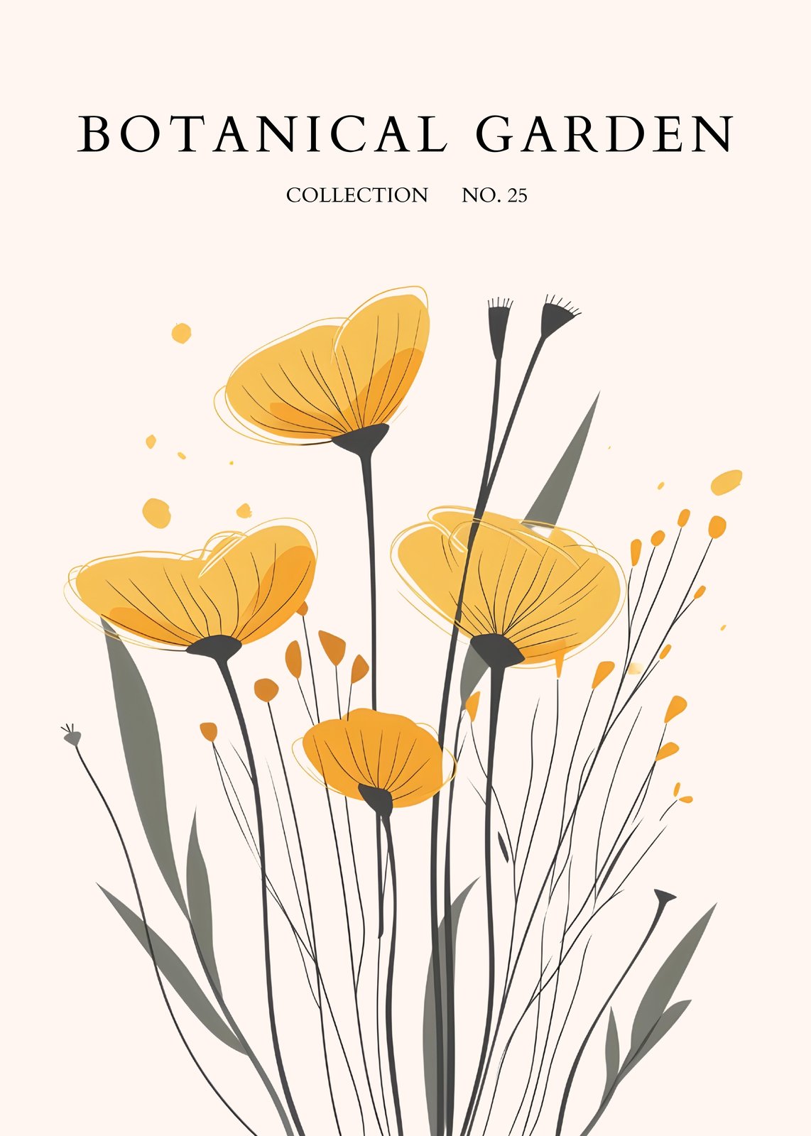 Abstract Yellow Poppy Botanical Garden Wall Art