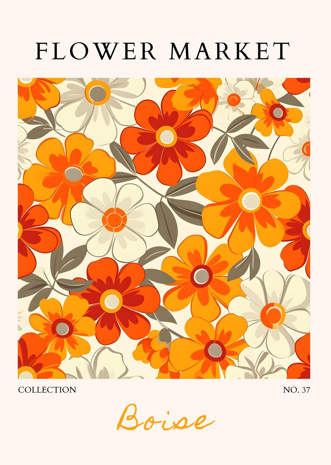 Retro Floral "Flower Market" Wall Art