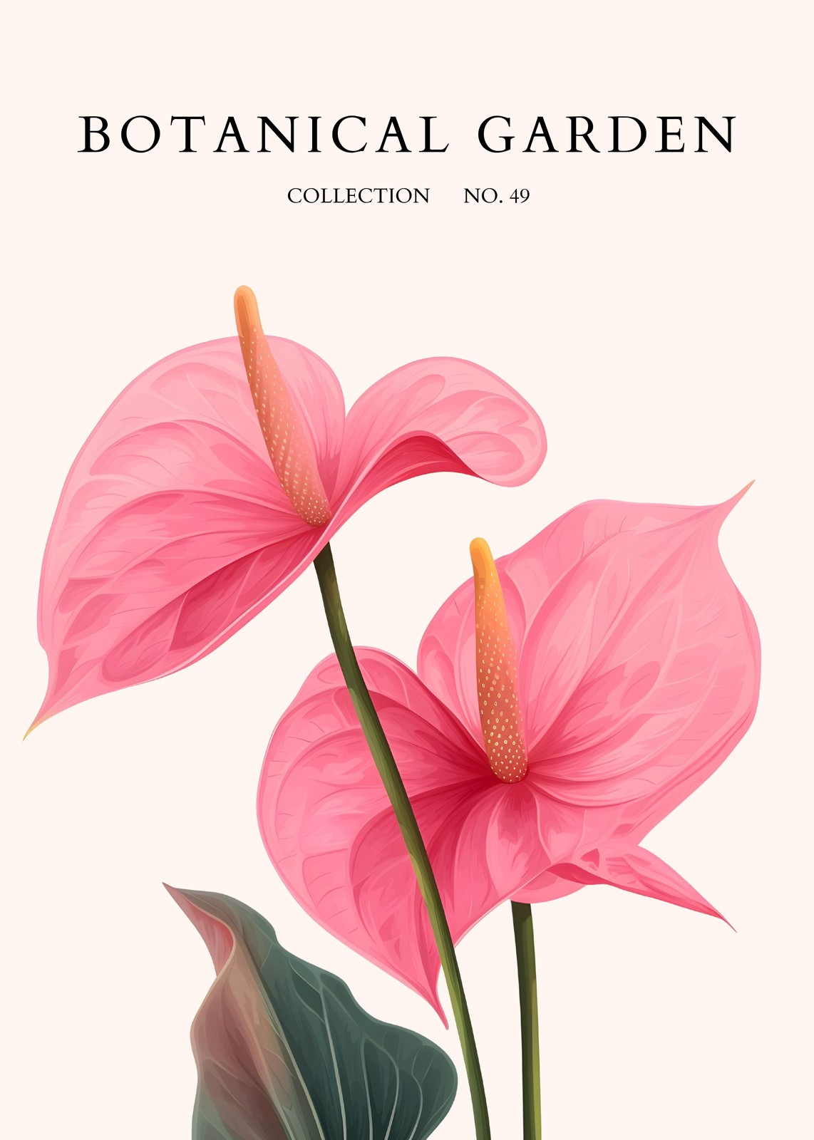 Elegant Pink Anthurium Botanical Garden Wall Art