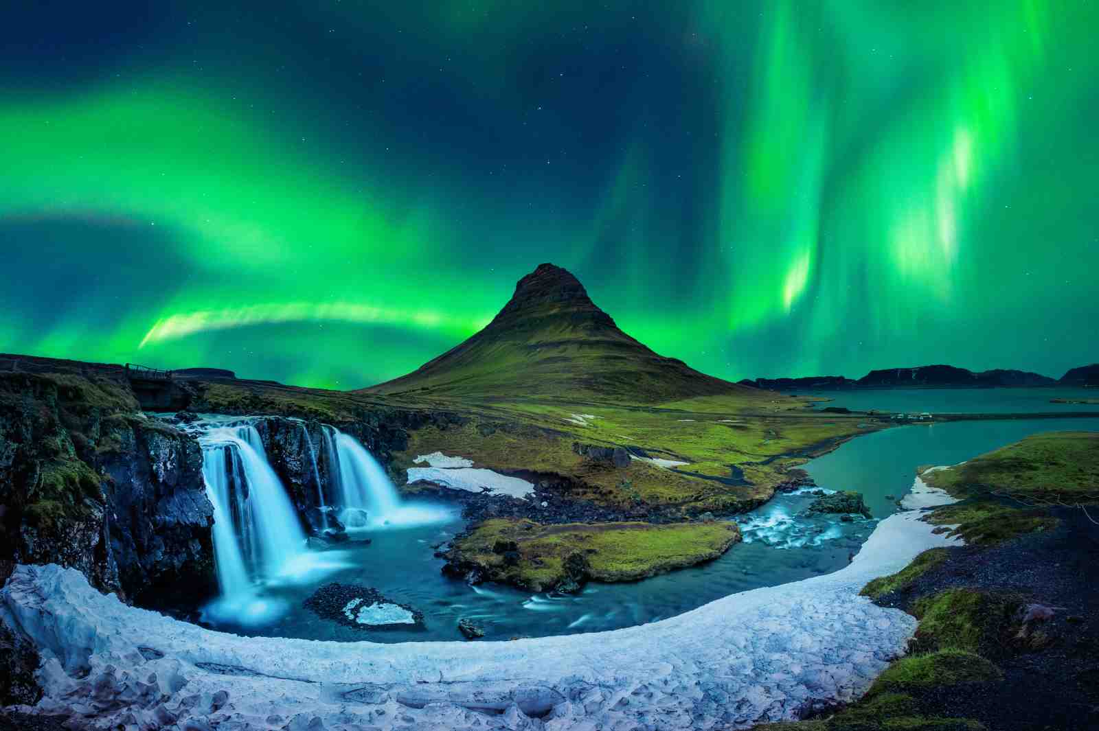 Kirkjufell Aurora Waterfall Wall Art