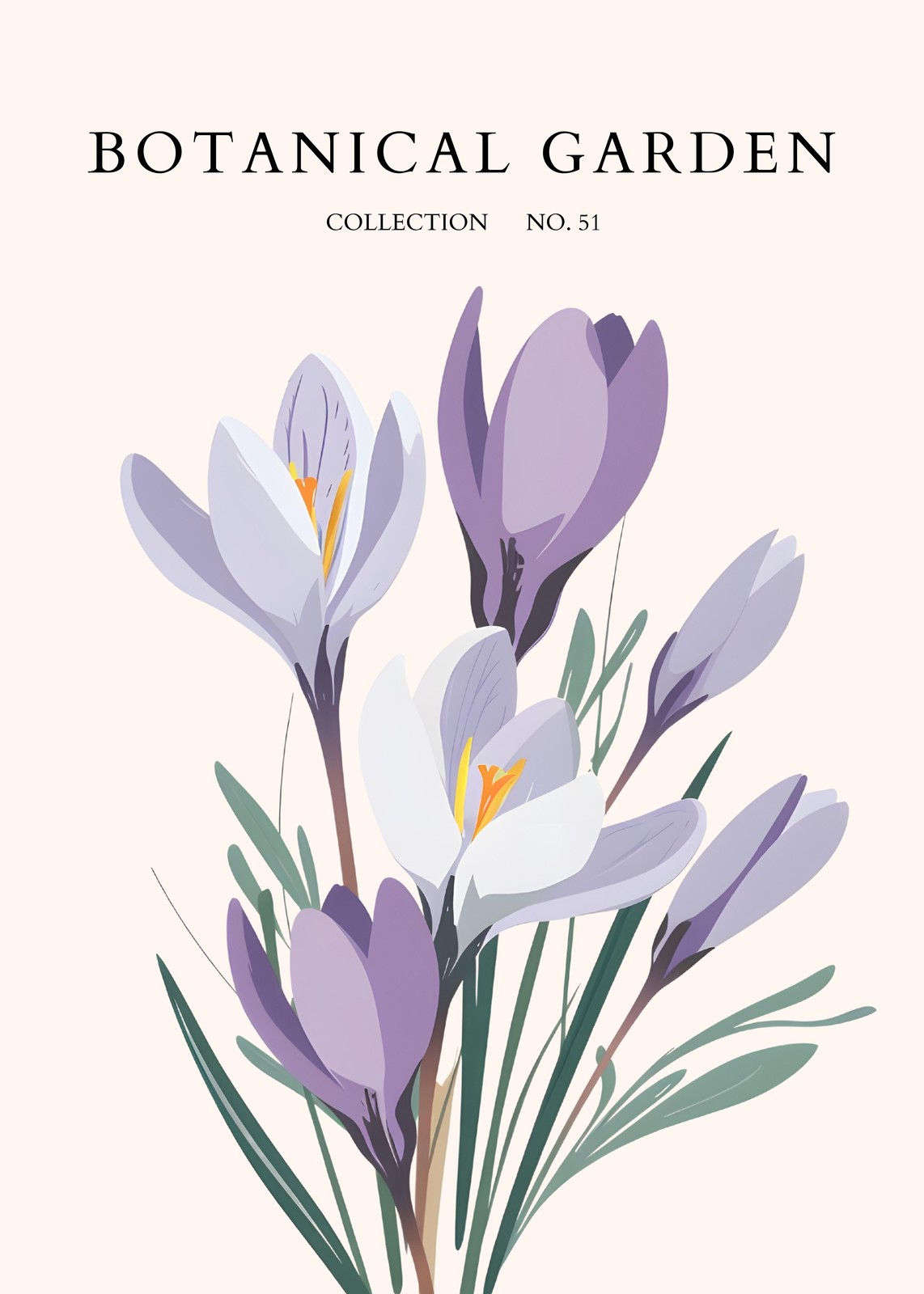 Serene Crocus Botanical Garden Wall Art