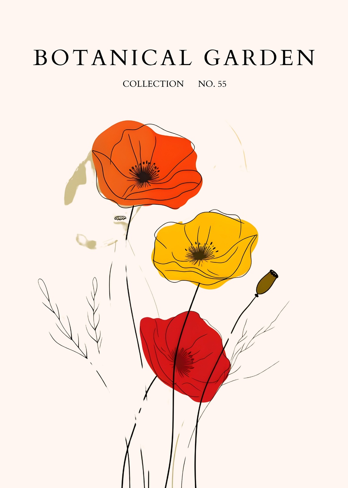 Vibrant Poppy Botanical Garden Wall Art