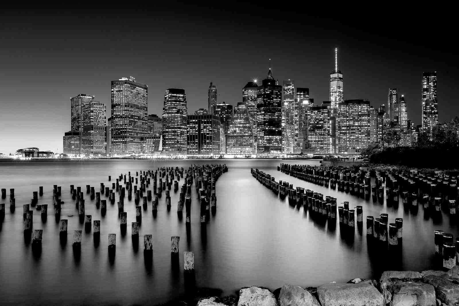 New York City Skyline Black & White Wall Art