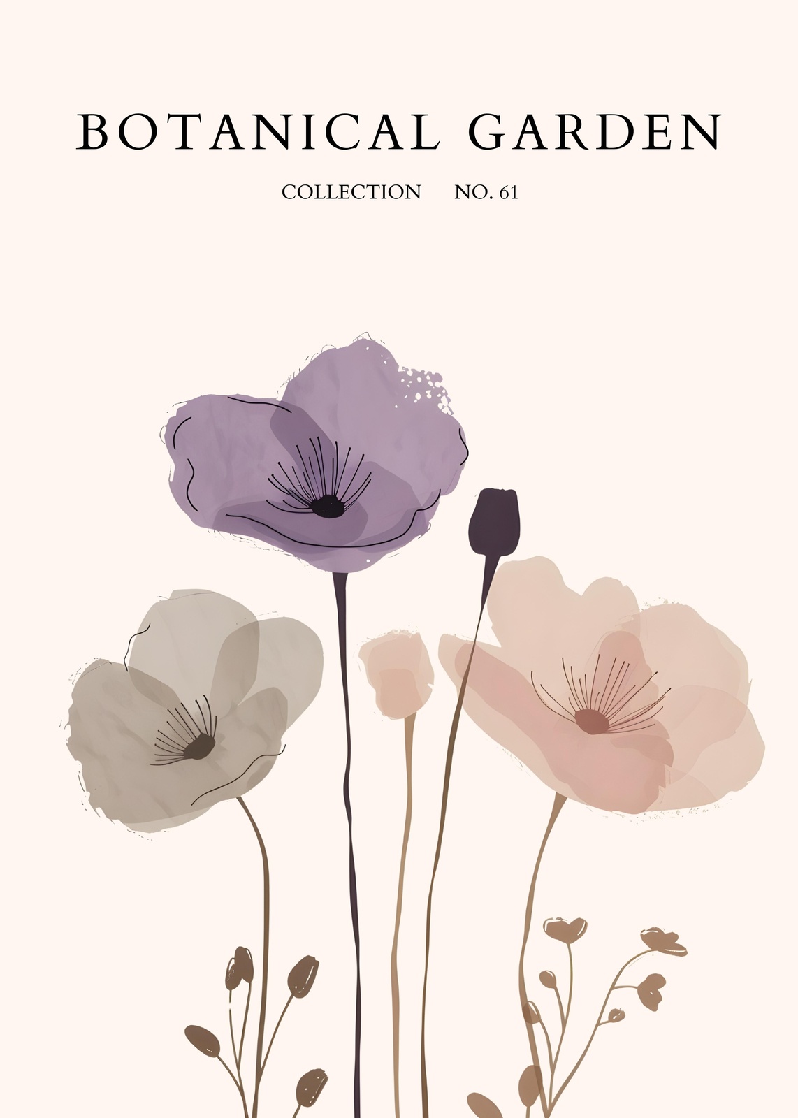 Pastel Floral Botanical Garden Wall Art