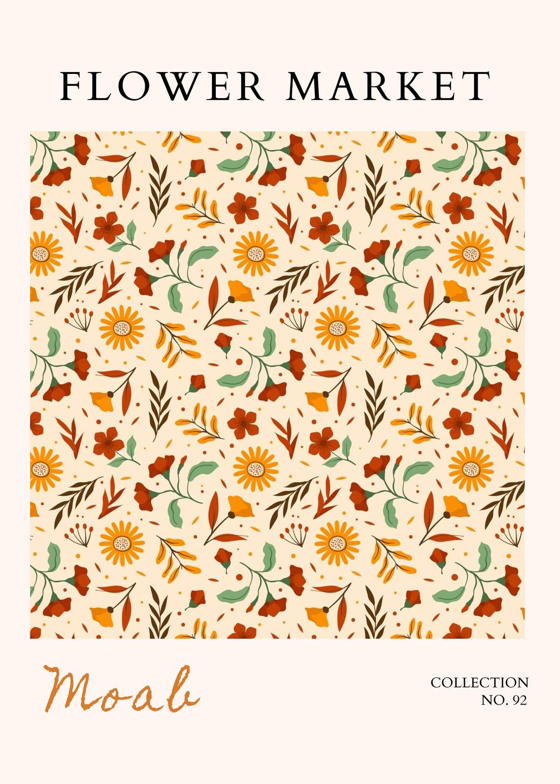 Boho Floral Folk Art Wall Art