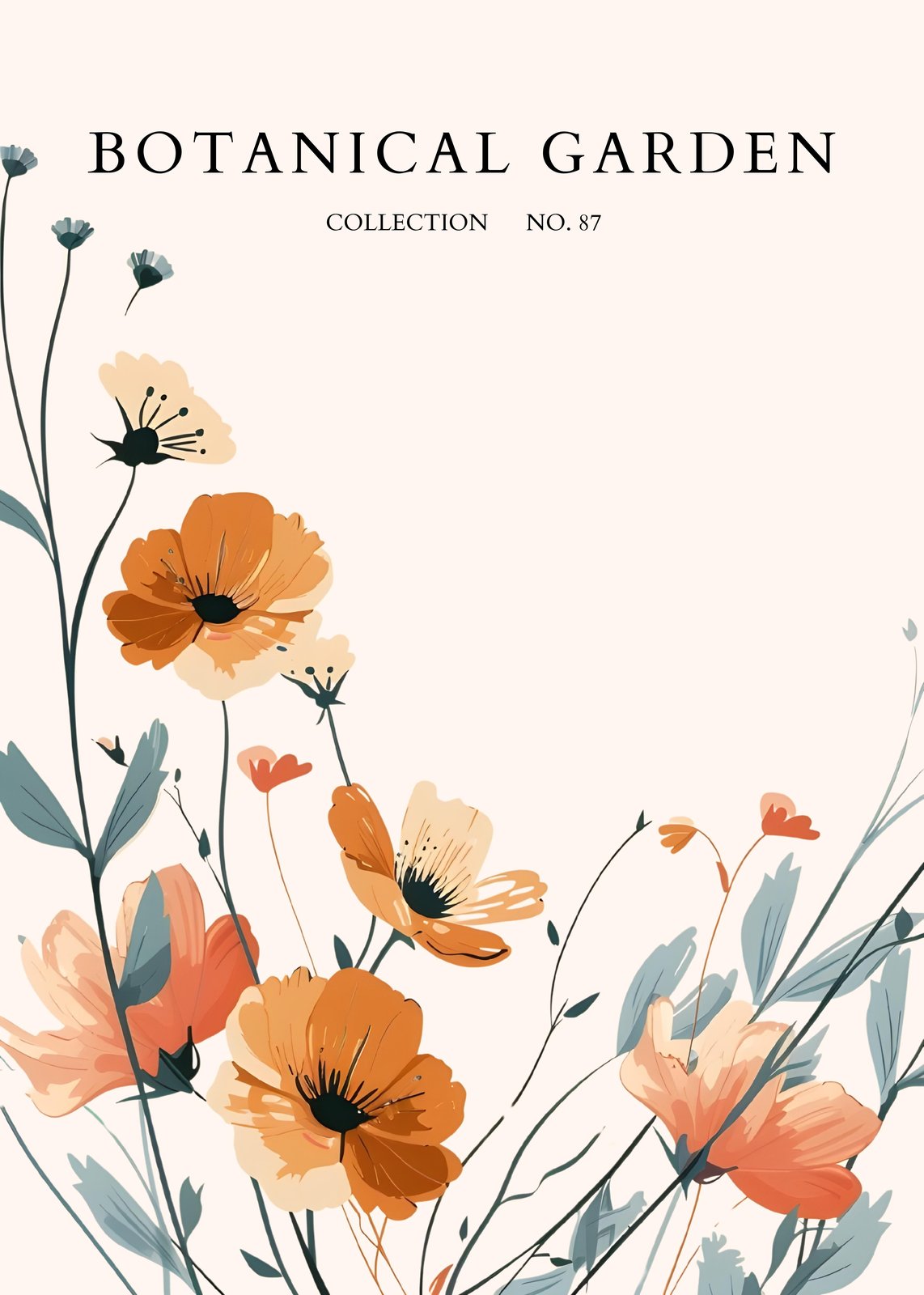 Botanical Garden Floral Orange & Peach Wall Art