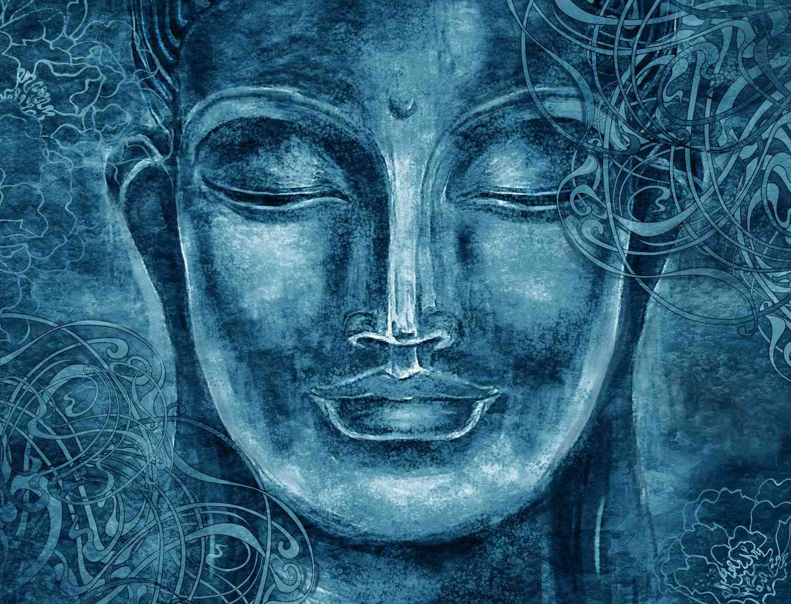 Serene Blue Buddha Face Zen Wall Art