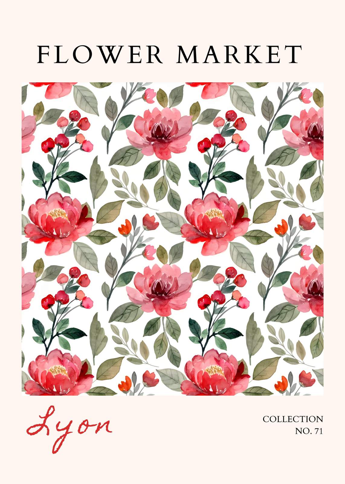 Elegant Pink Peony Flower Market Wall Art