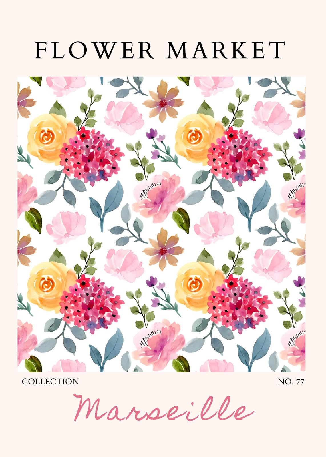 Vibrant Floral Watercolour Flower Market Wall Art