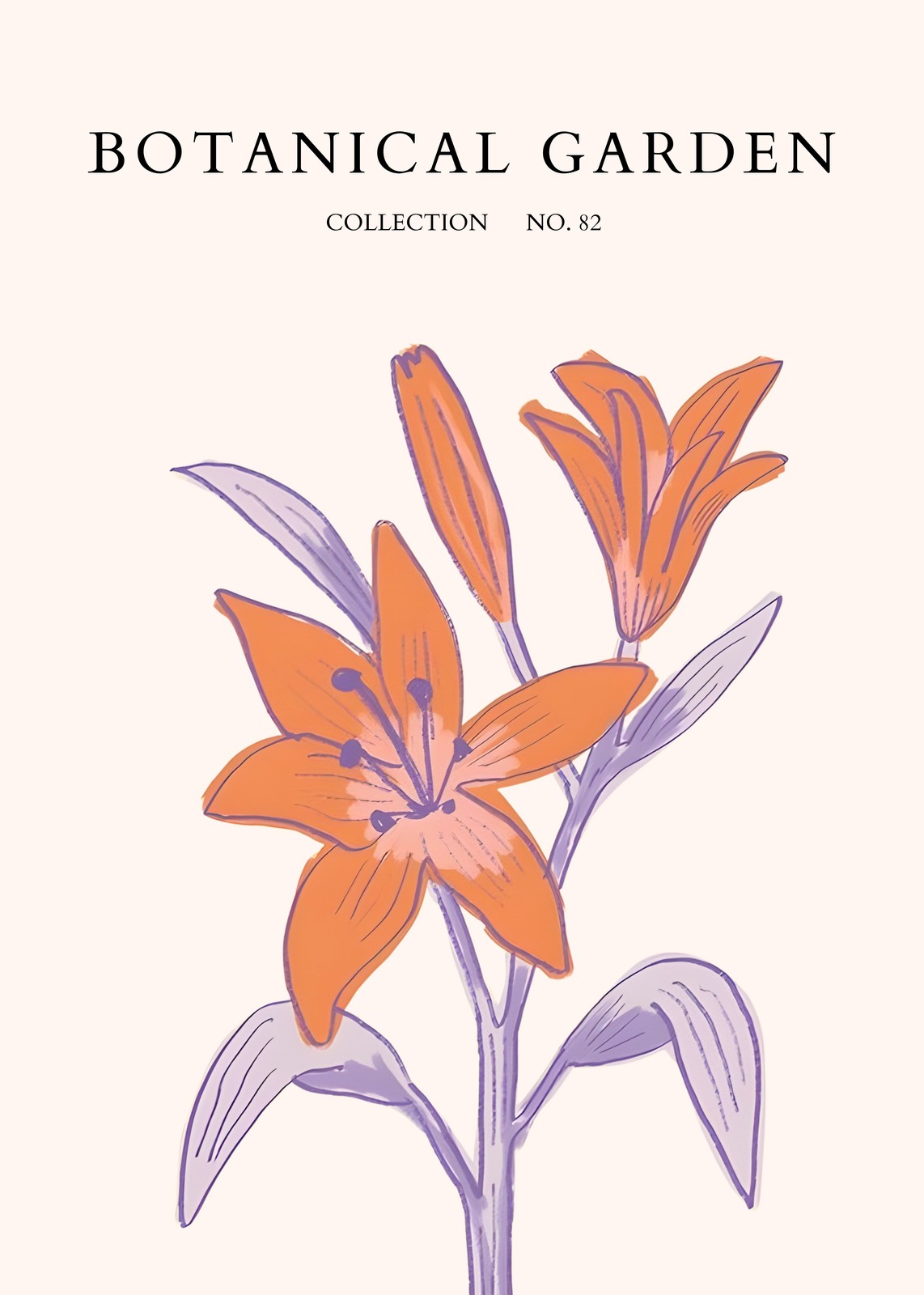Elegant Orange Lily Botanical Art Wall Art