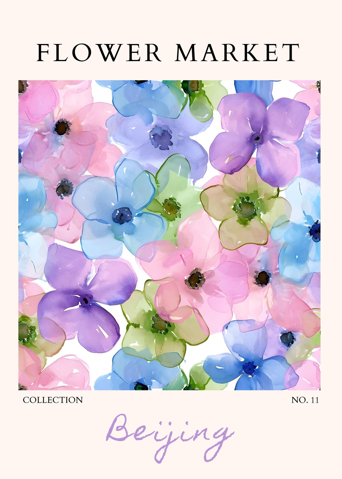 Pastel Floral Market Beijing Wall Art