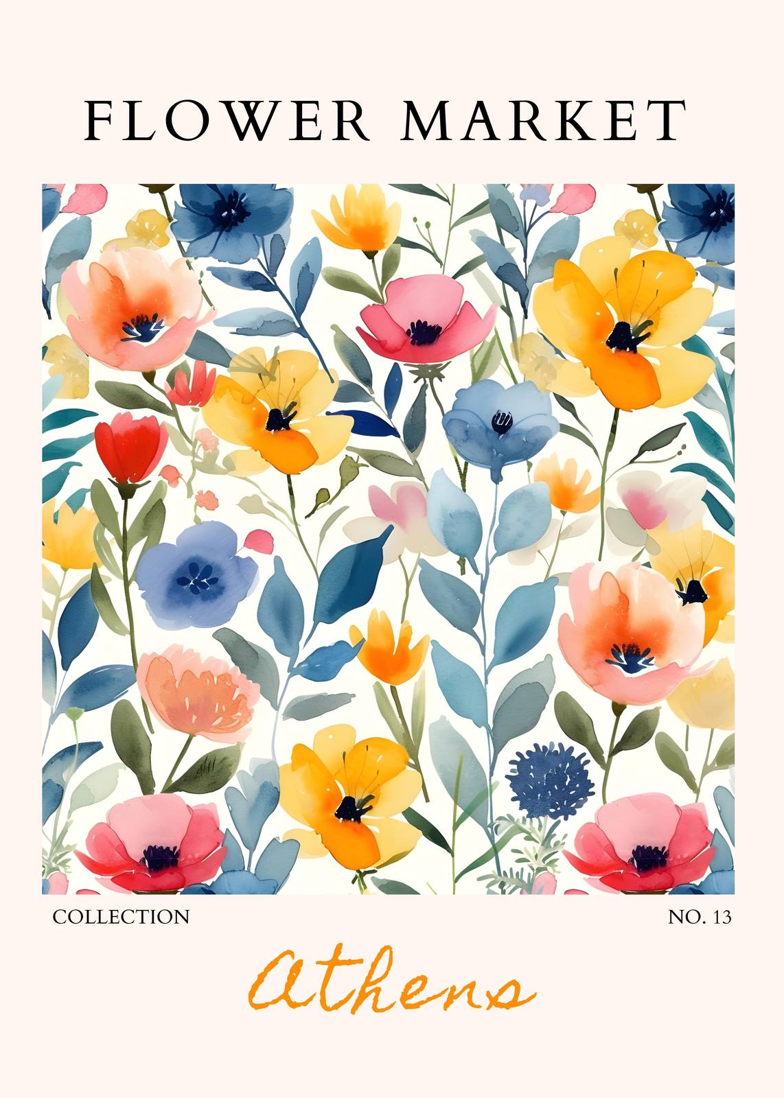 Vibrant Floral Market Watercolor Wall Art
