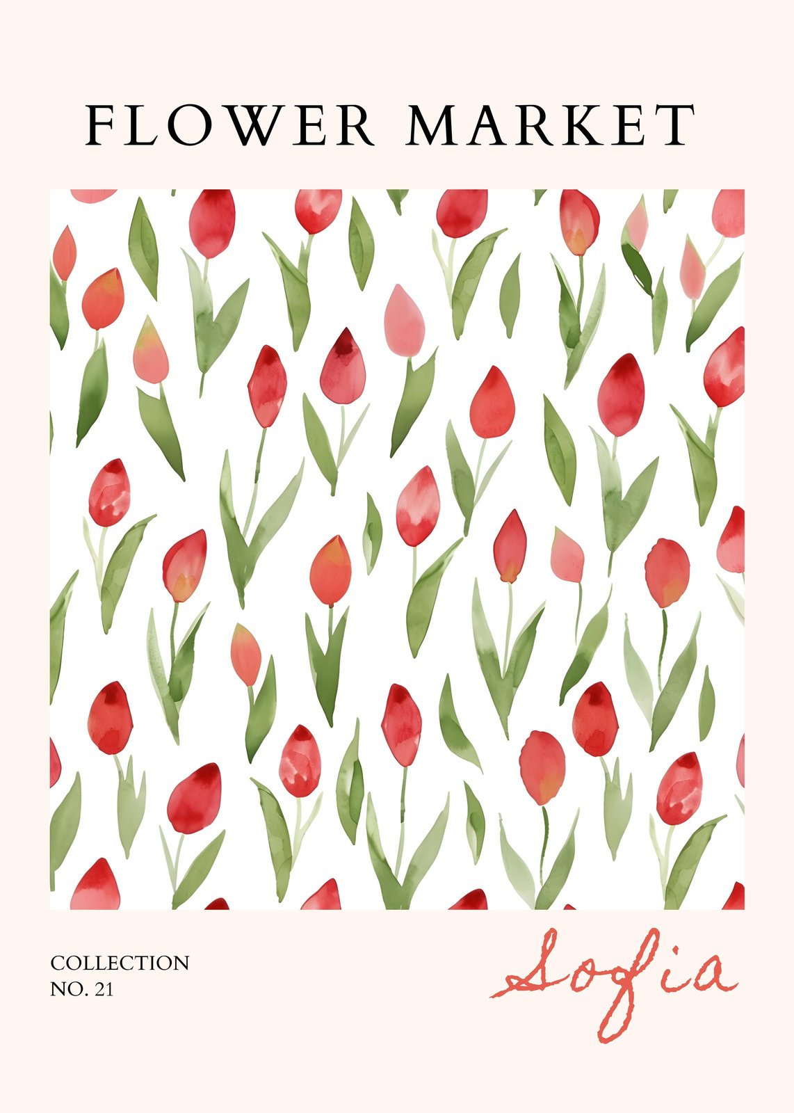Sofia Floral Watercolor Tulips Wall Art