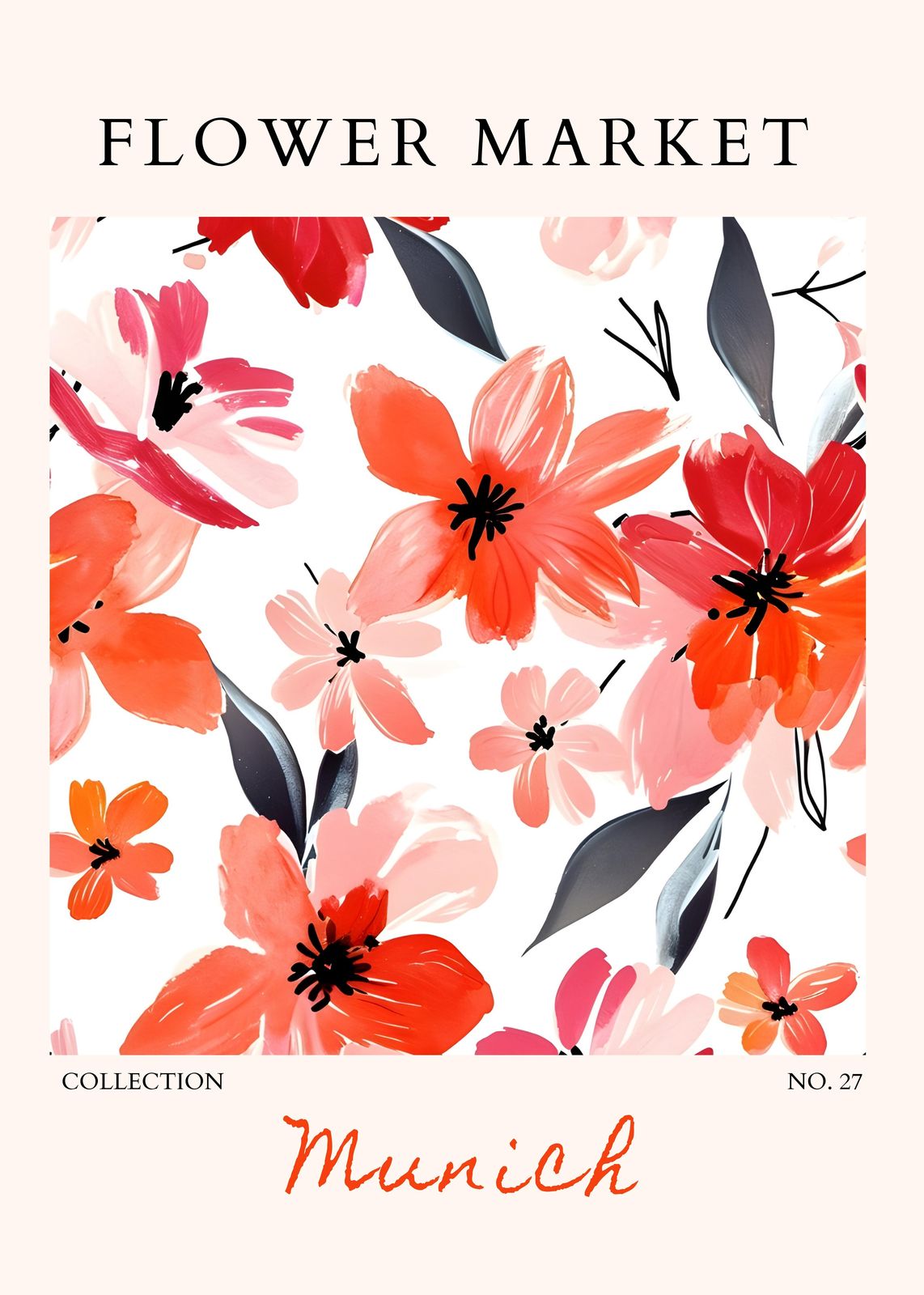 Vibrant Floral Market Munich Wall Art