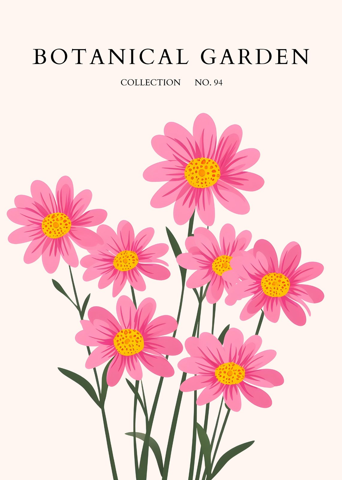Charming Pink Daisy Botanical Garden Wall Art