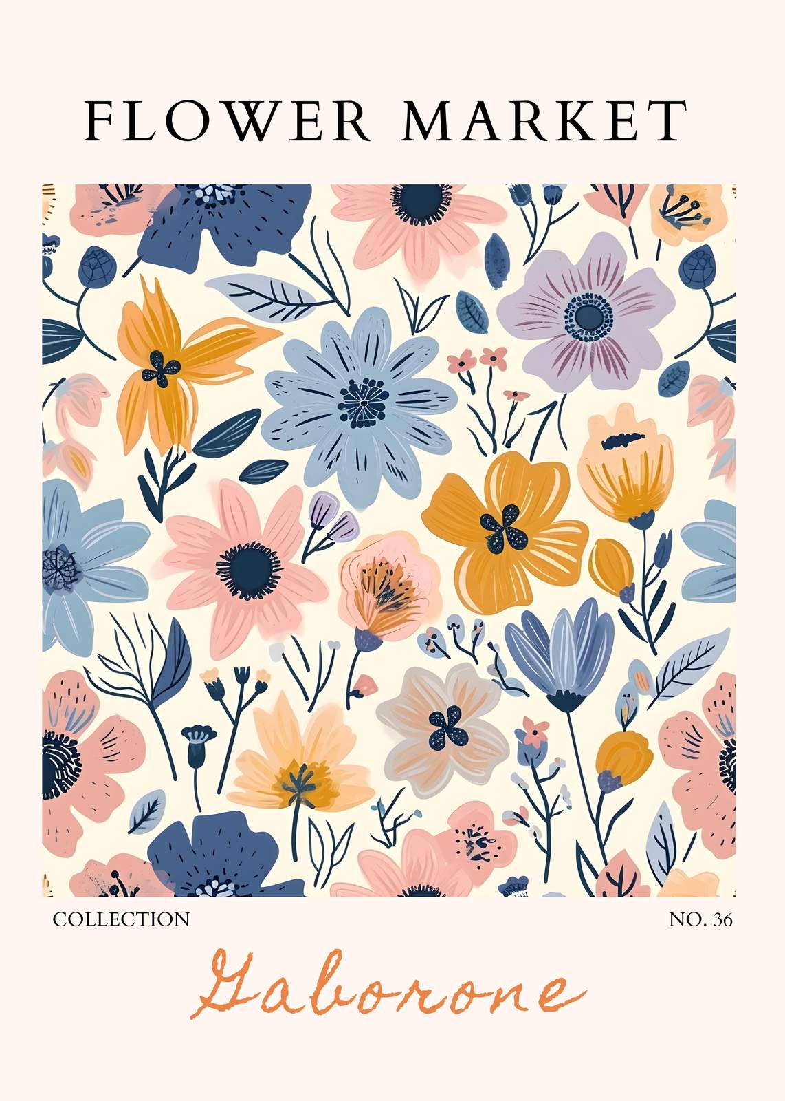 Vibrant Floral Market Gaborone Wall Art