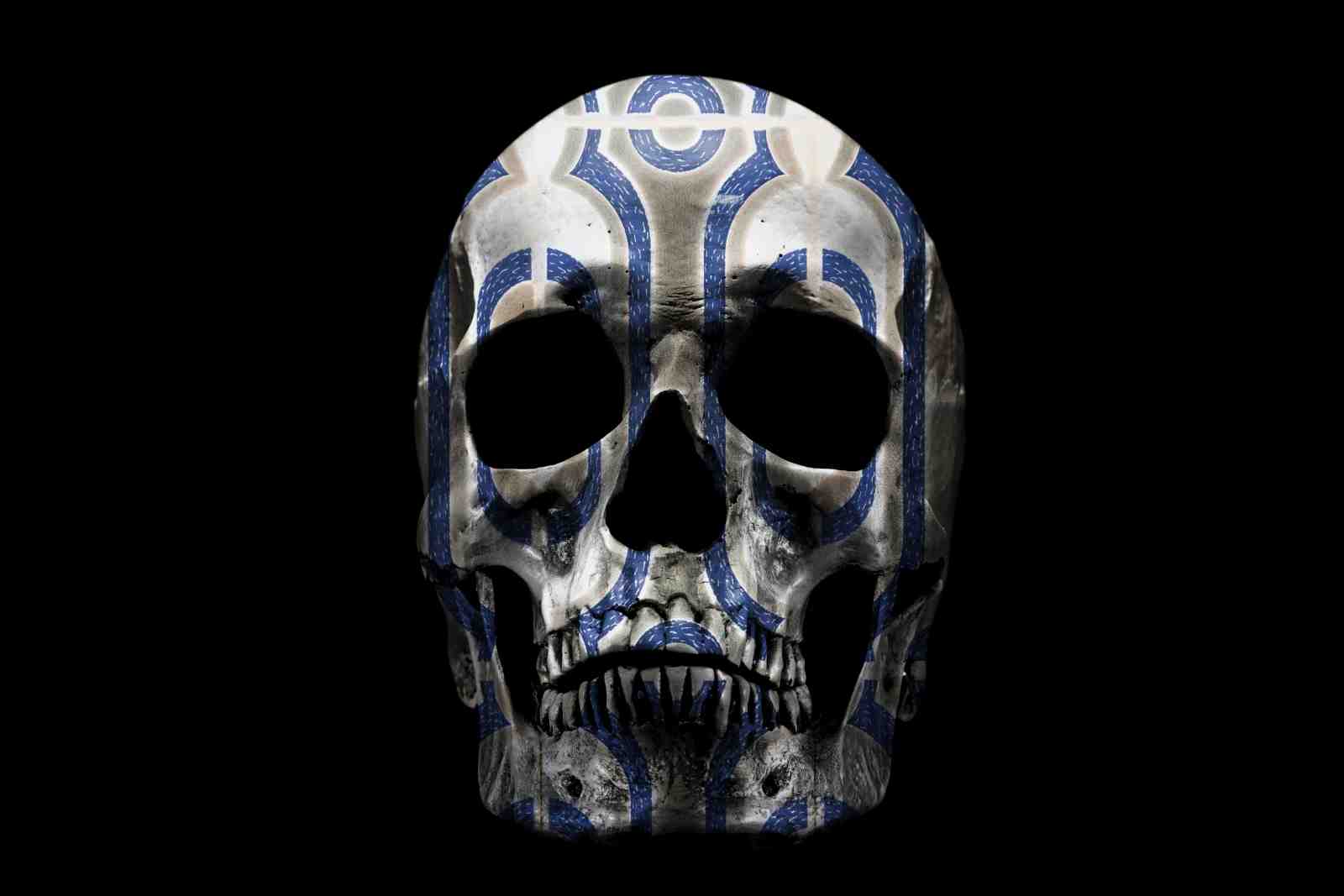 Gothic Blue Skull Art Wall Art