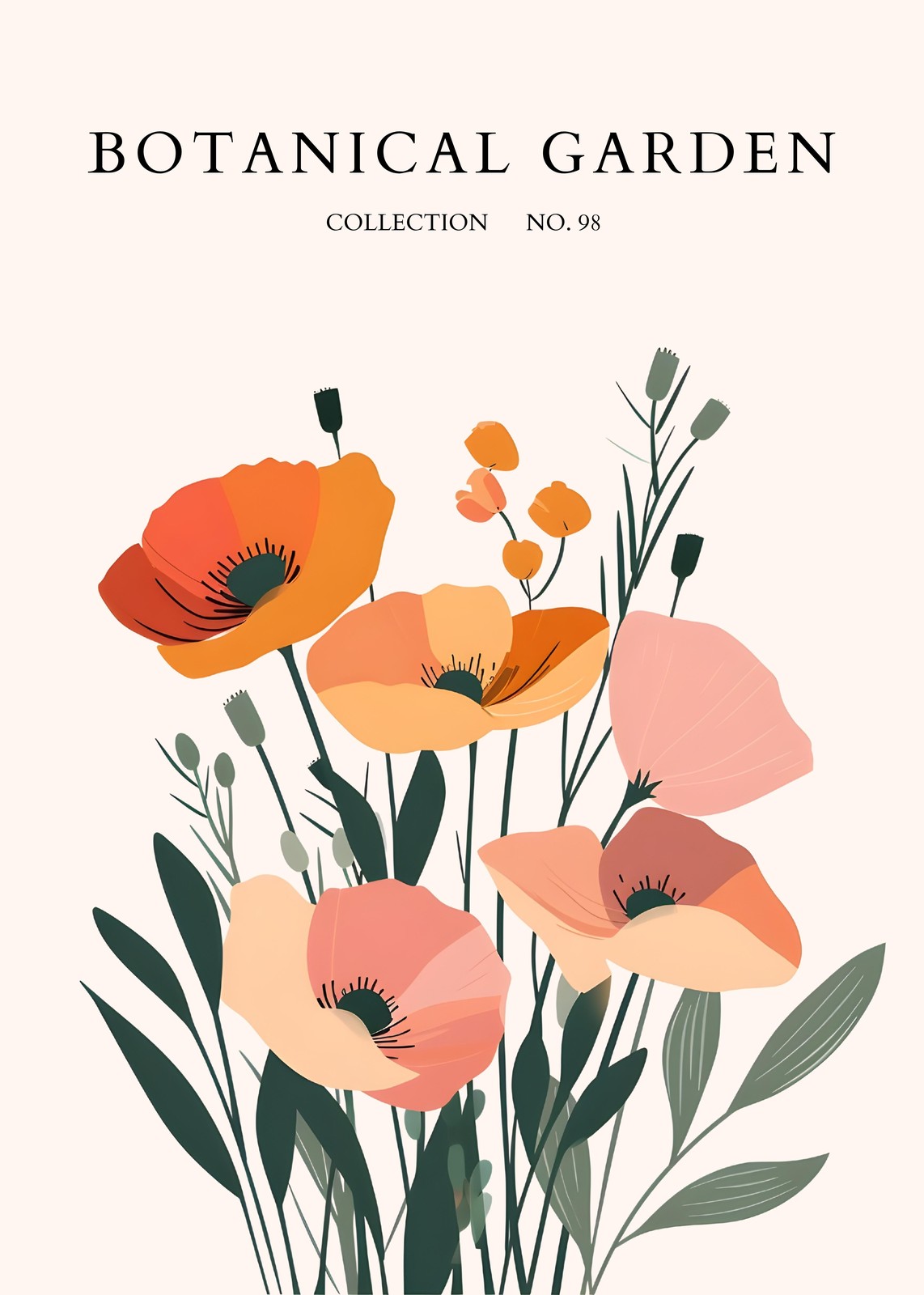 Abstract Poppy Floral Botanical Garden Wall Art