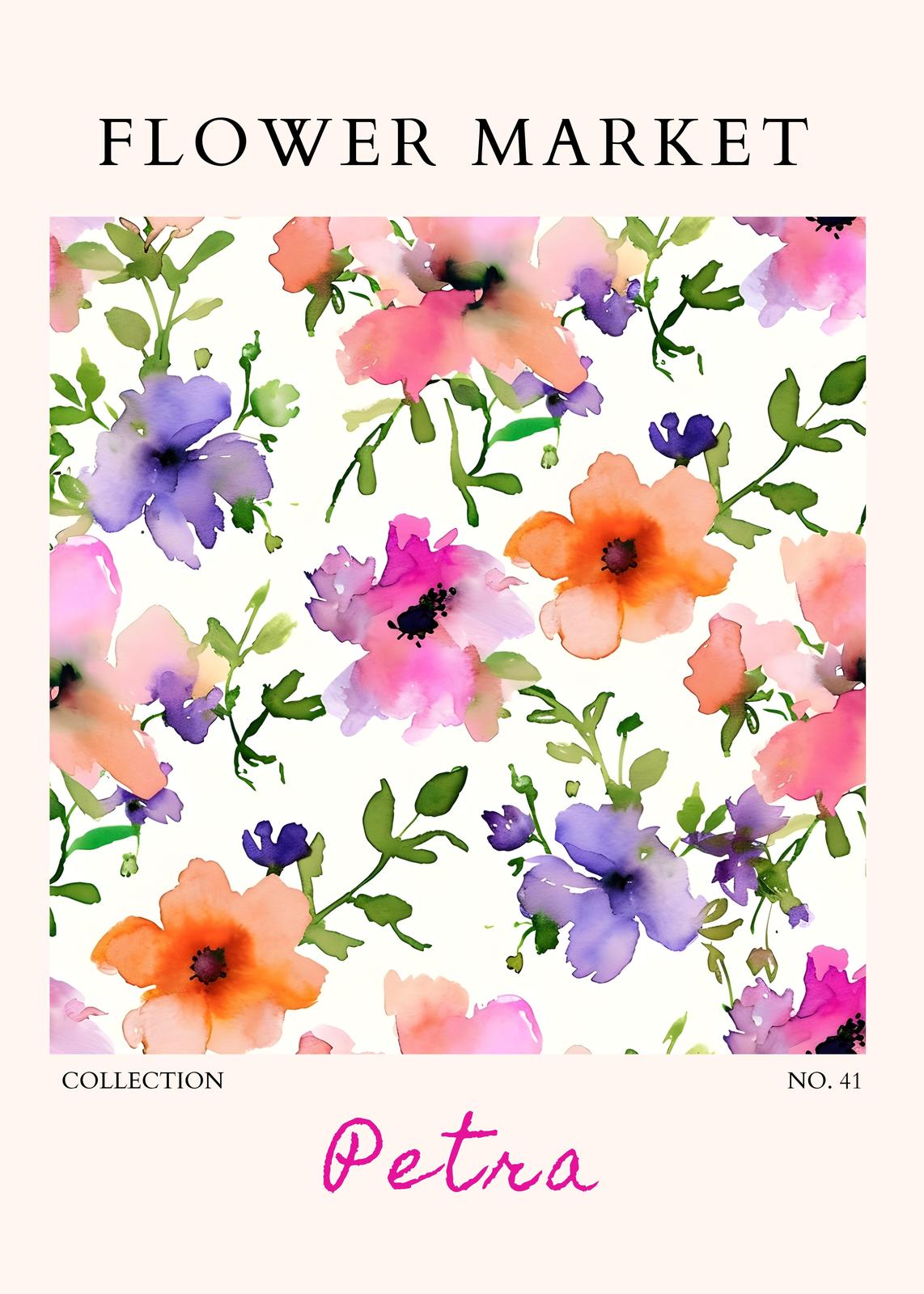 Vibrant Floral 'Flower Market' Watercolor Wall Art