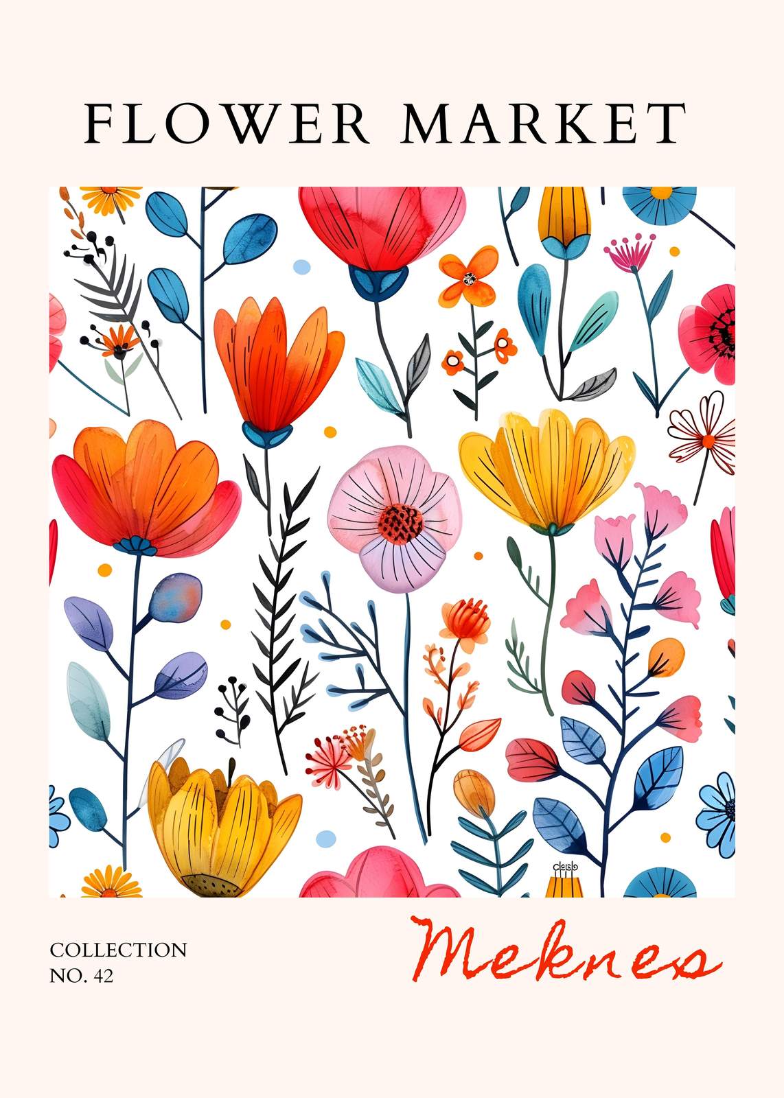 Vibrant Floral Market Watercolor Wall Art