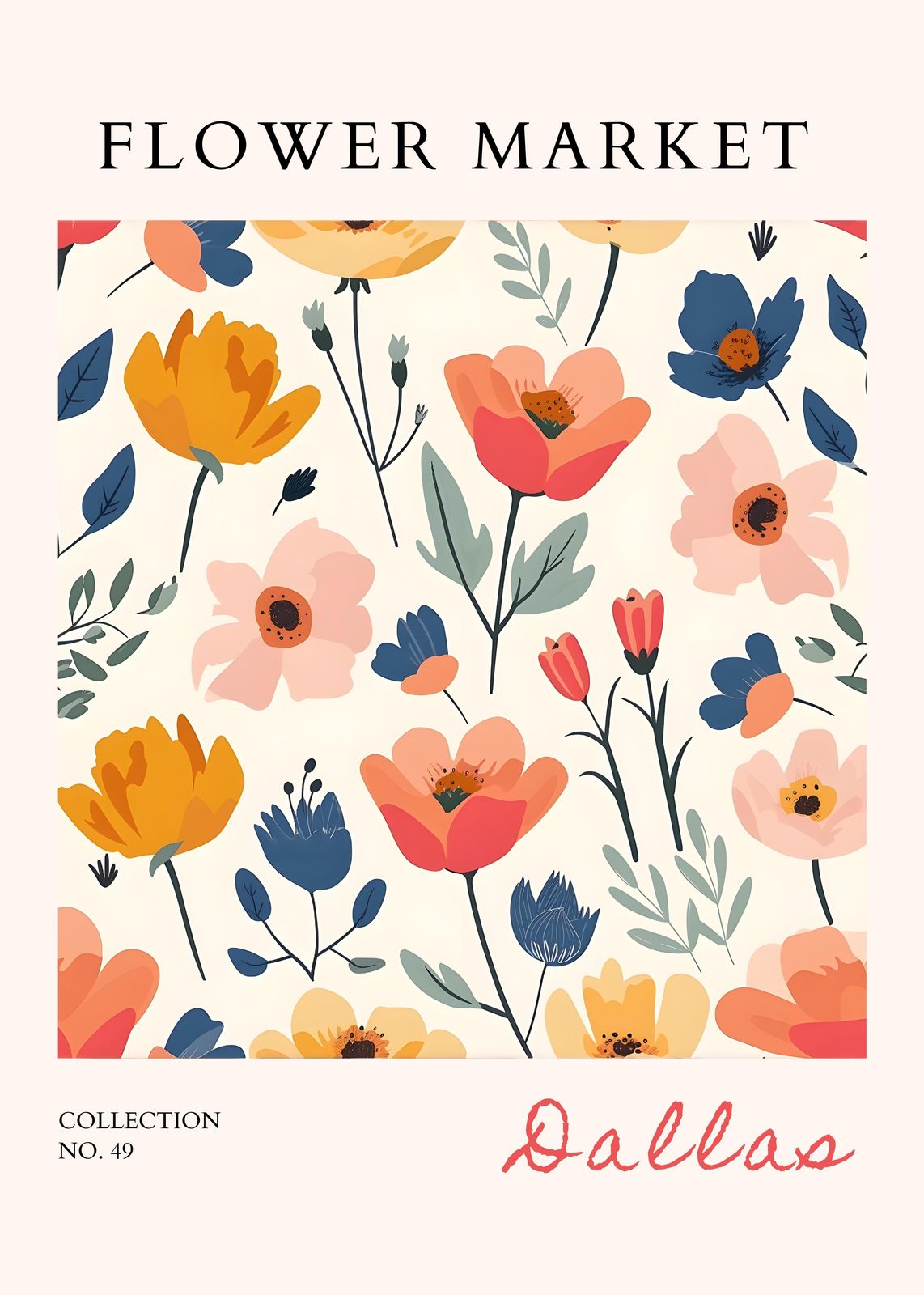 Vibrant Floral Market Dallas Wall Art