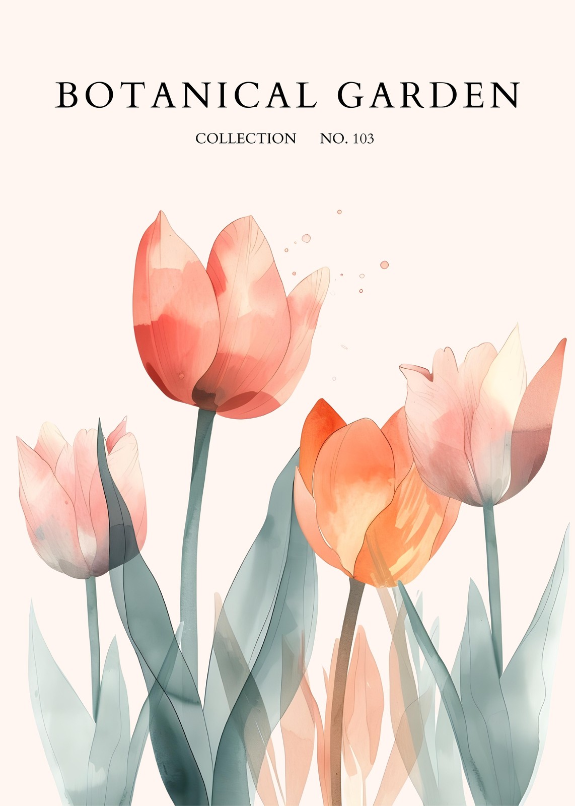Watercolor Tulip Garden Wall Art