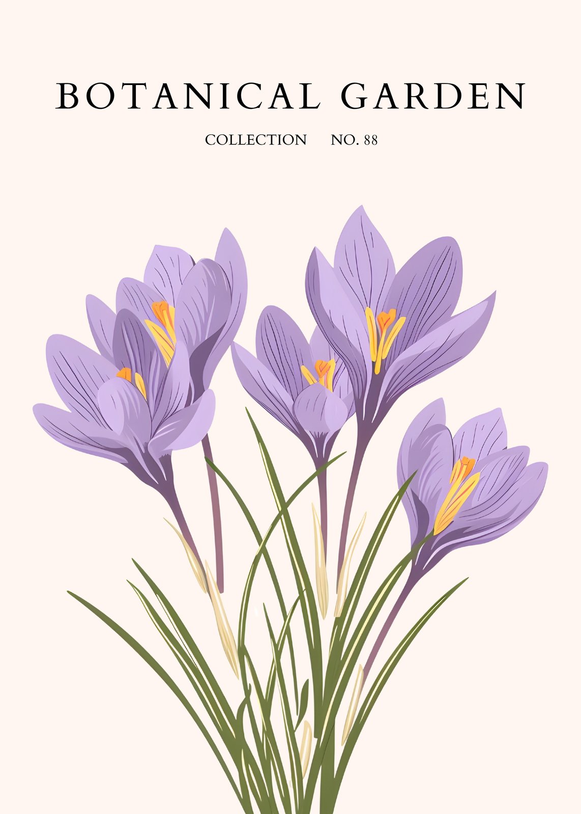 Lavender Crocus Botanical Garden Wall Art