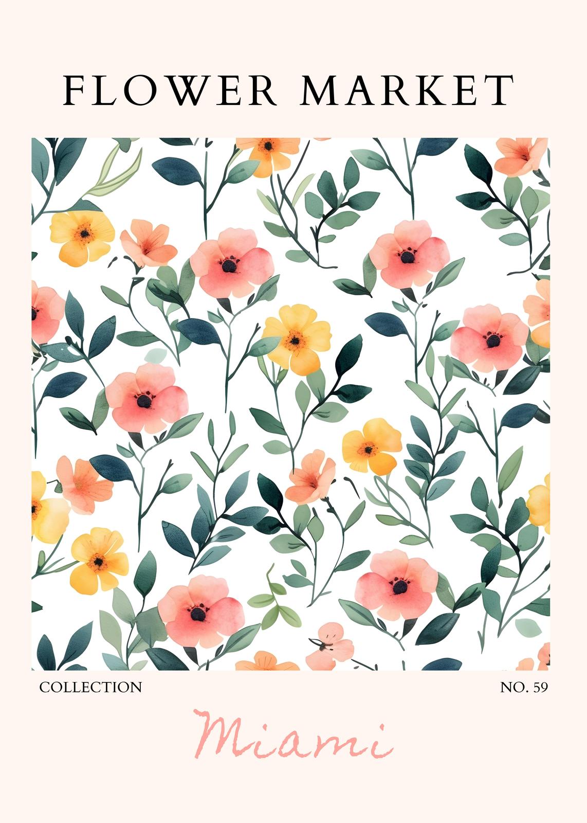Watercolor Floral Miami Collection Wall Art