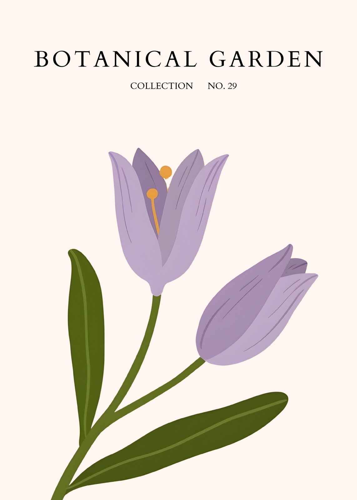 Serene Lavender Tulips Botanical Wall Art