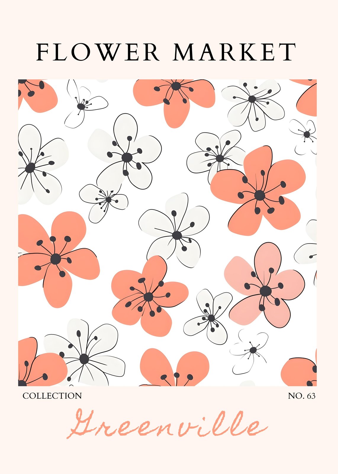 Coral Flower Market "Greenville" Wall Art