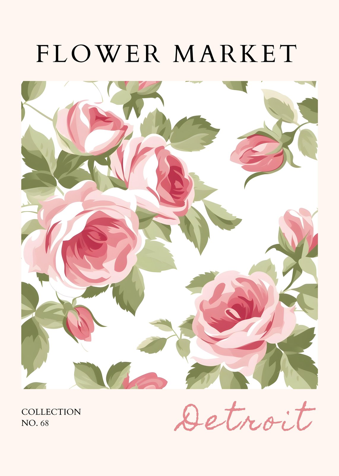 Vintage Rose Garden Floral Wall Art