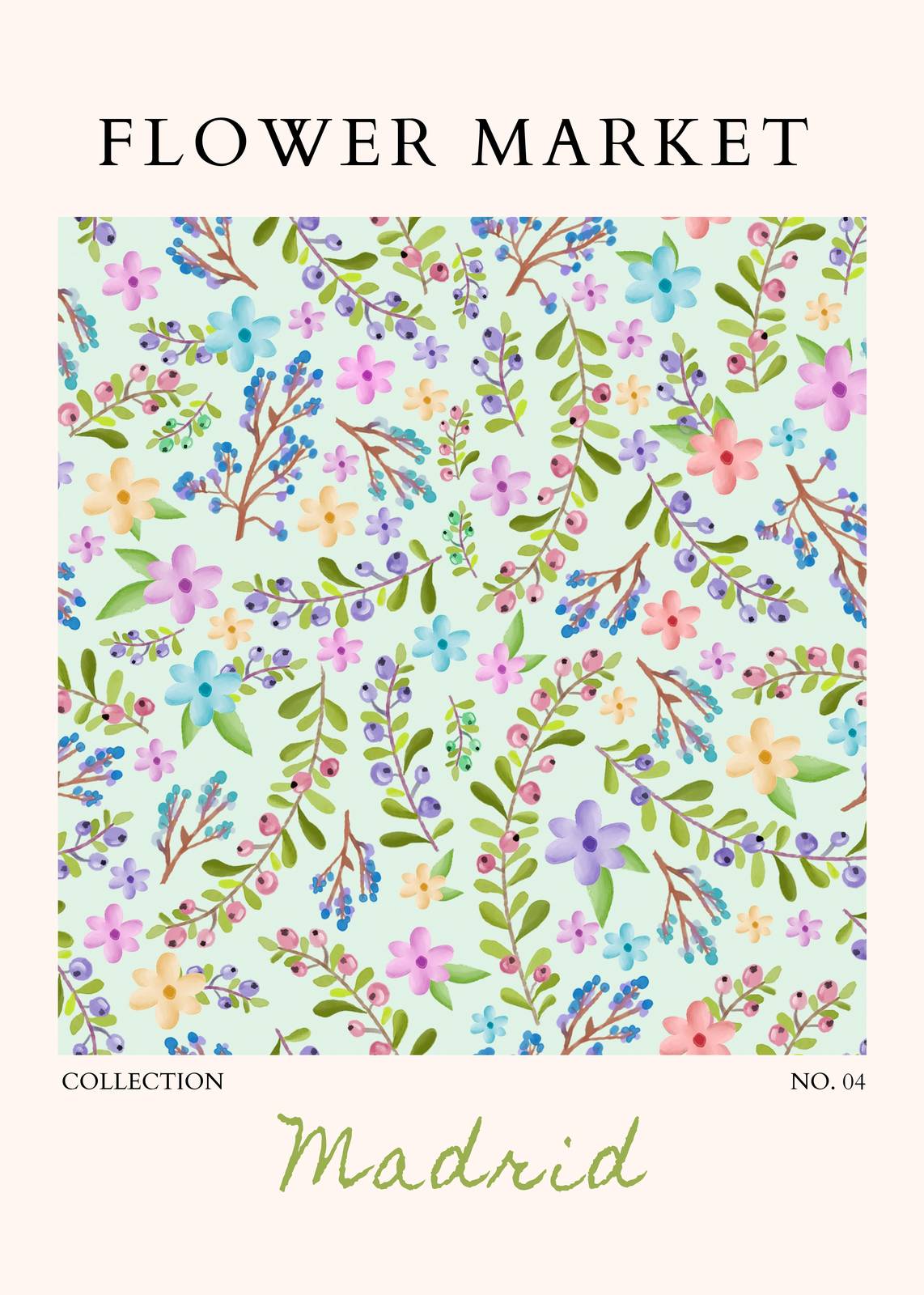 Vibrant Floral Market Madrid Art Wall Art