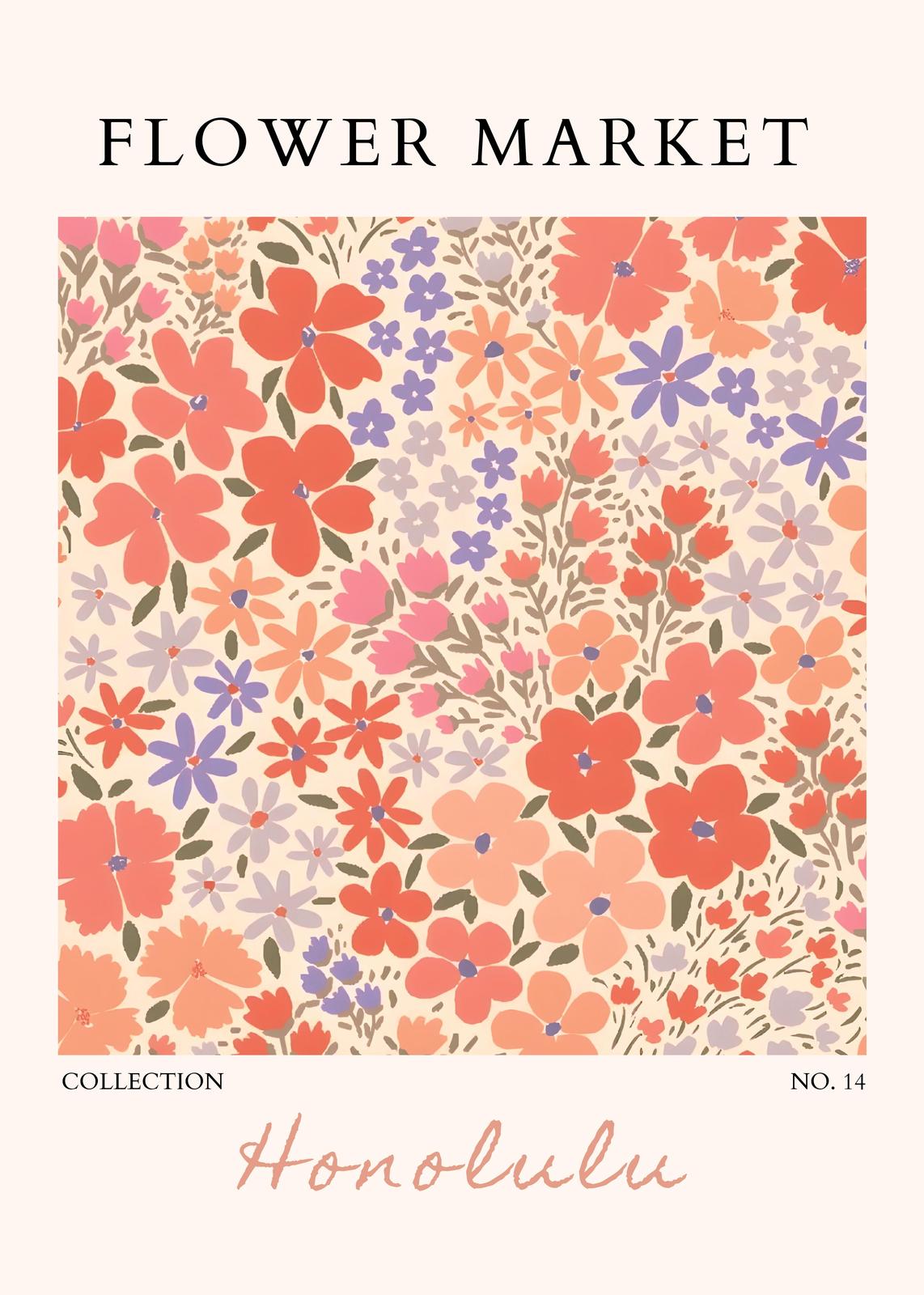 Floral Delight Honolulu Wall Art - Mid Century Modern Art