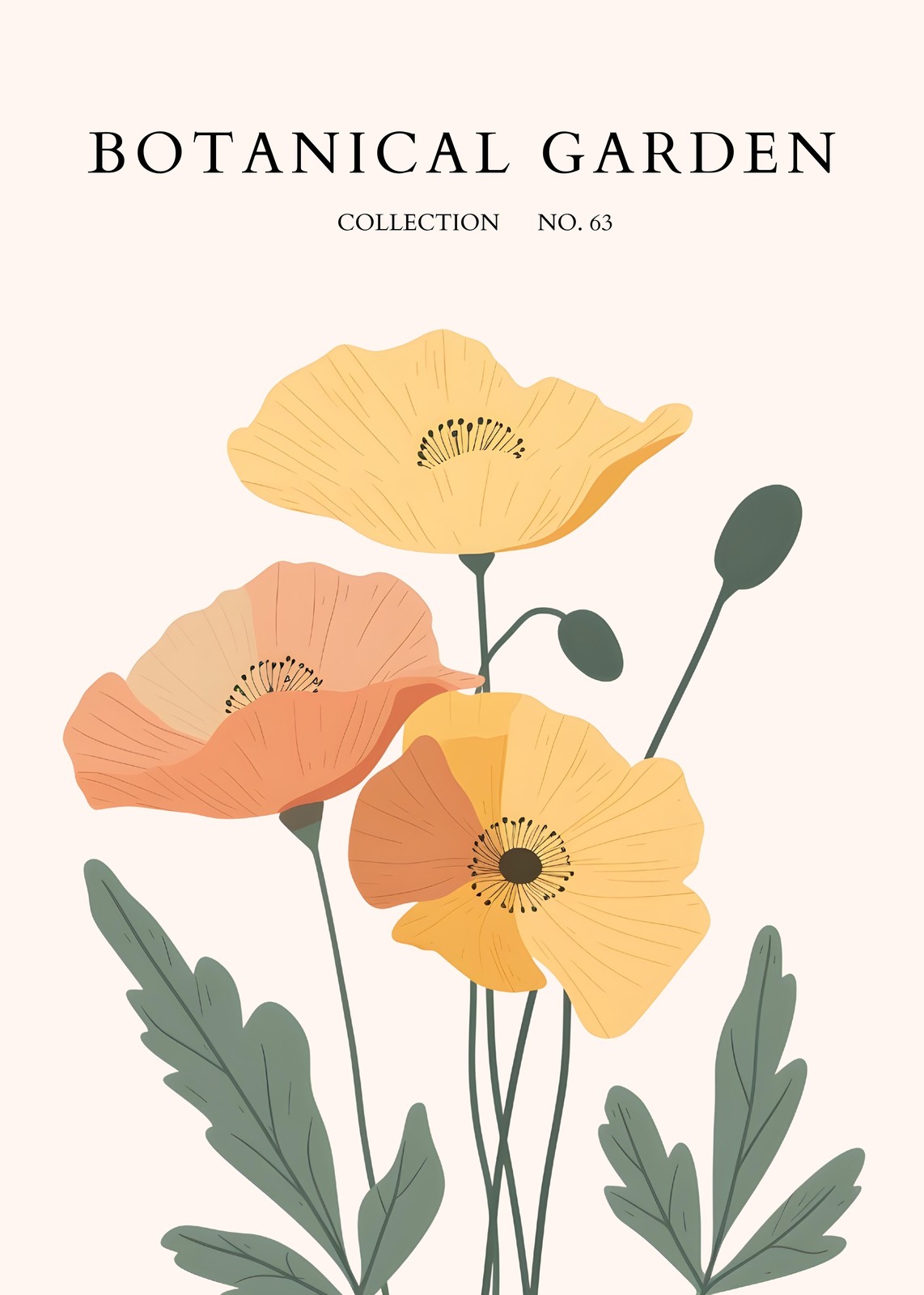 Botanical Garden Poppies Wall Art - Floral Wall Art