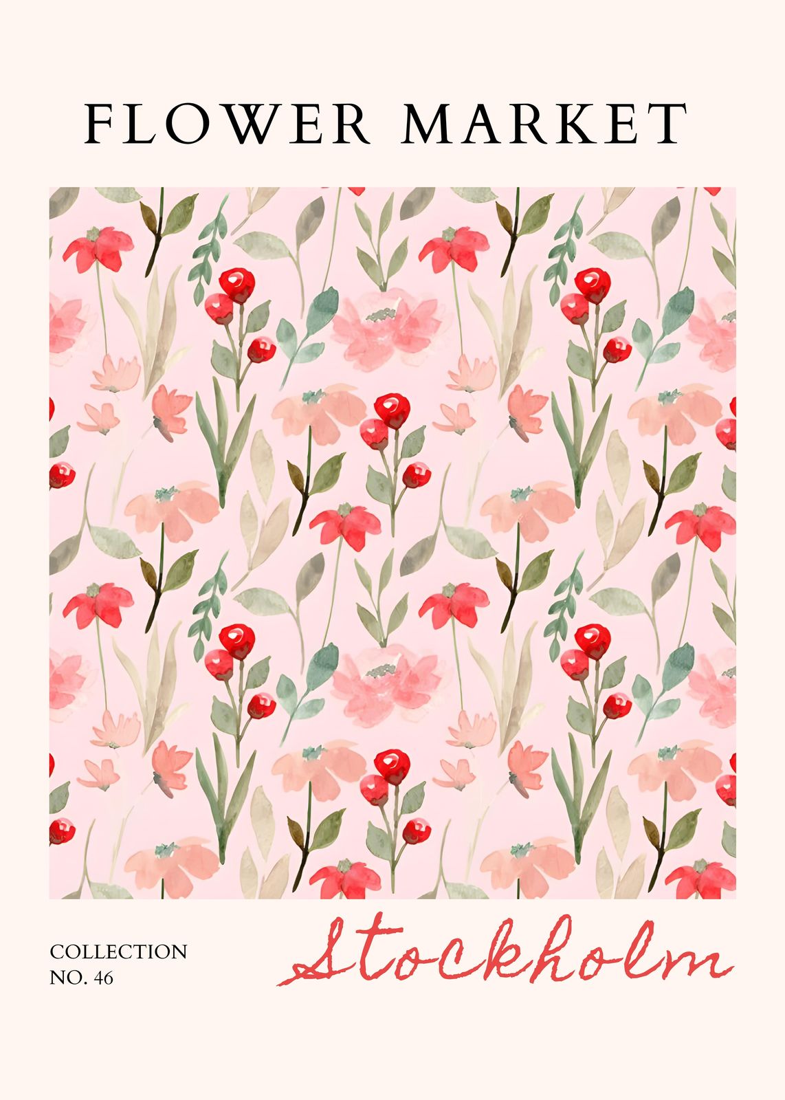 Watercolor Floral Market Stockholm Wall Art