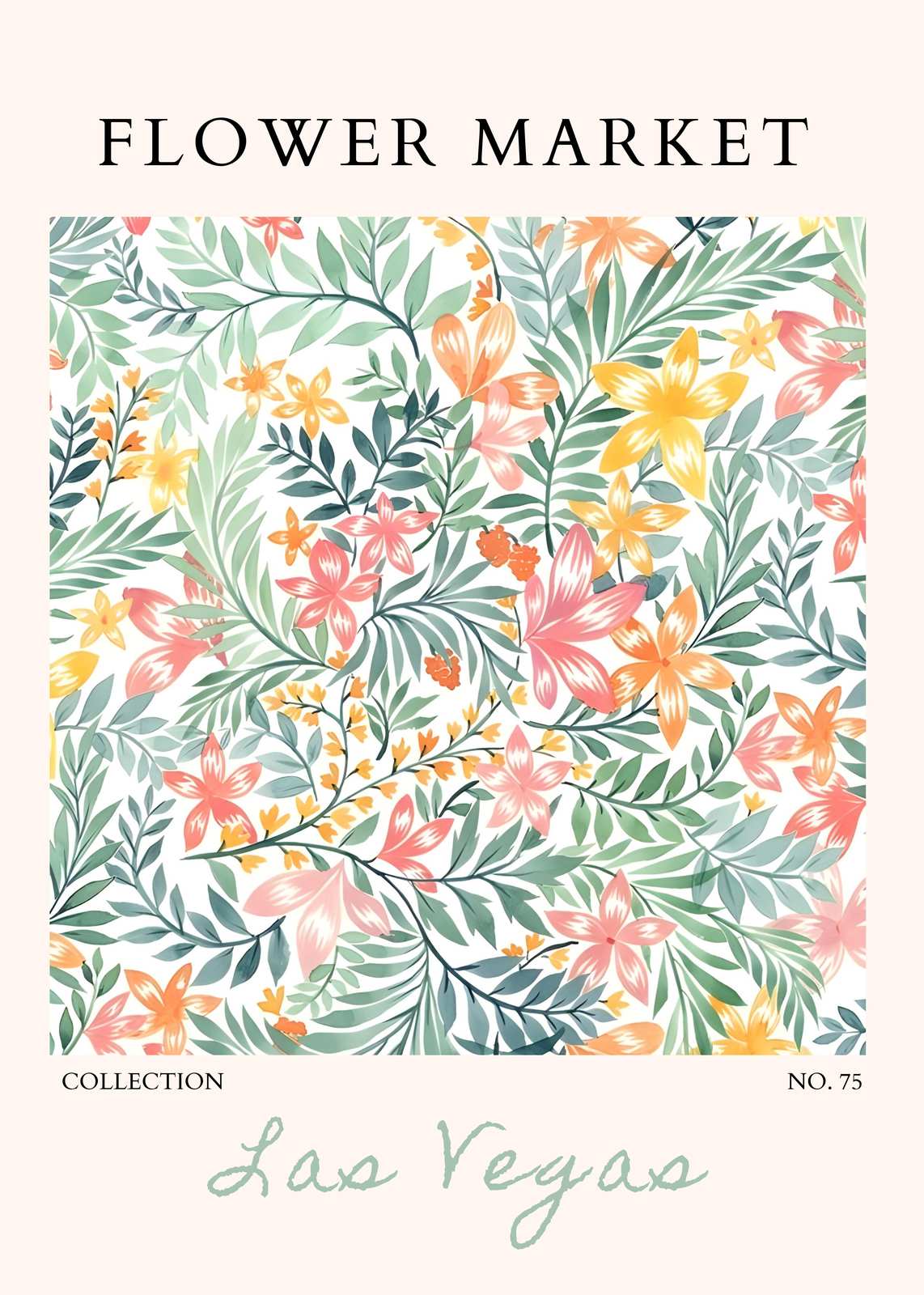 Tropical Floral Market Wall Art - Botanical Wall Art