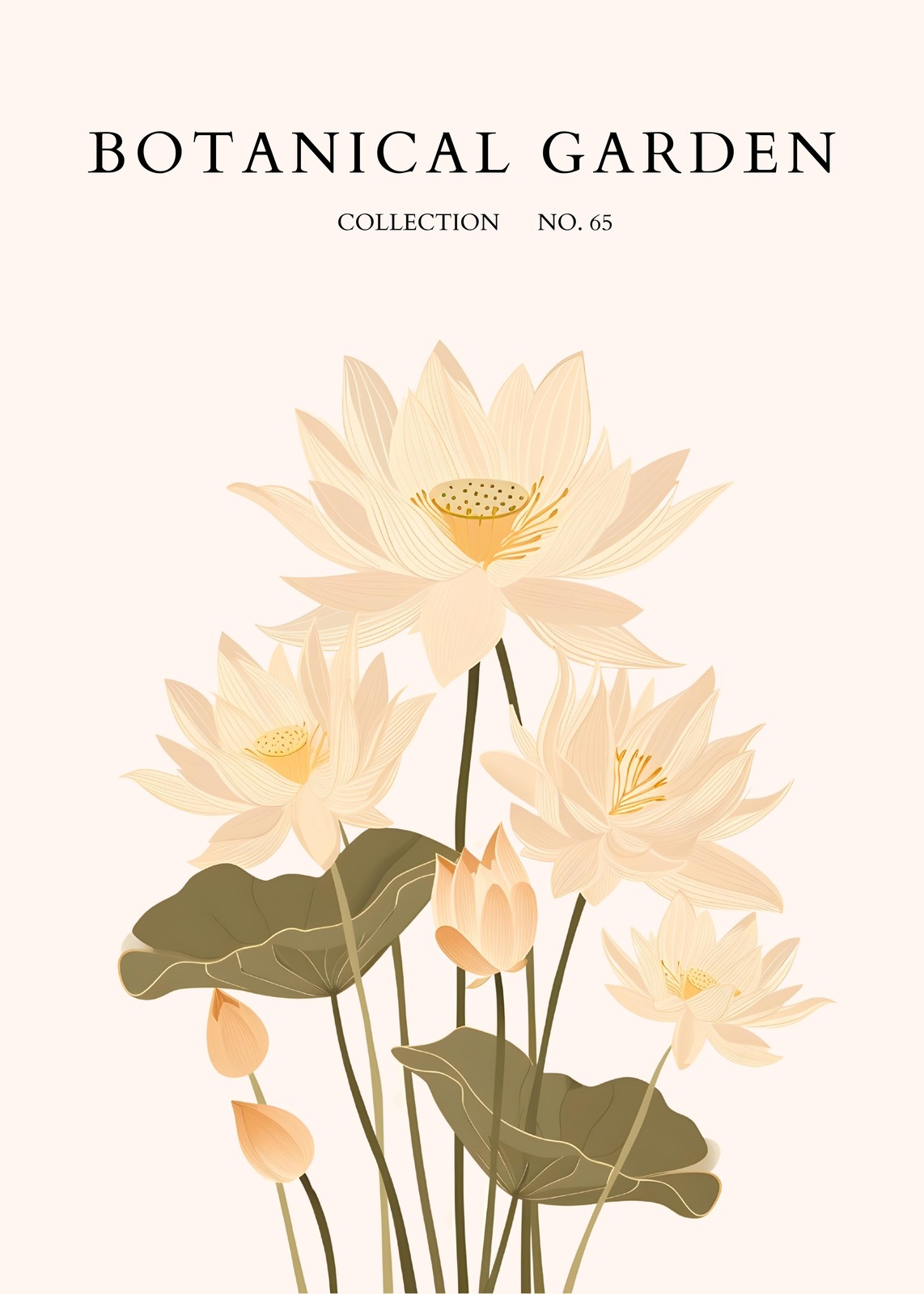 Serene Lotus Blooms Botanical Wall Art