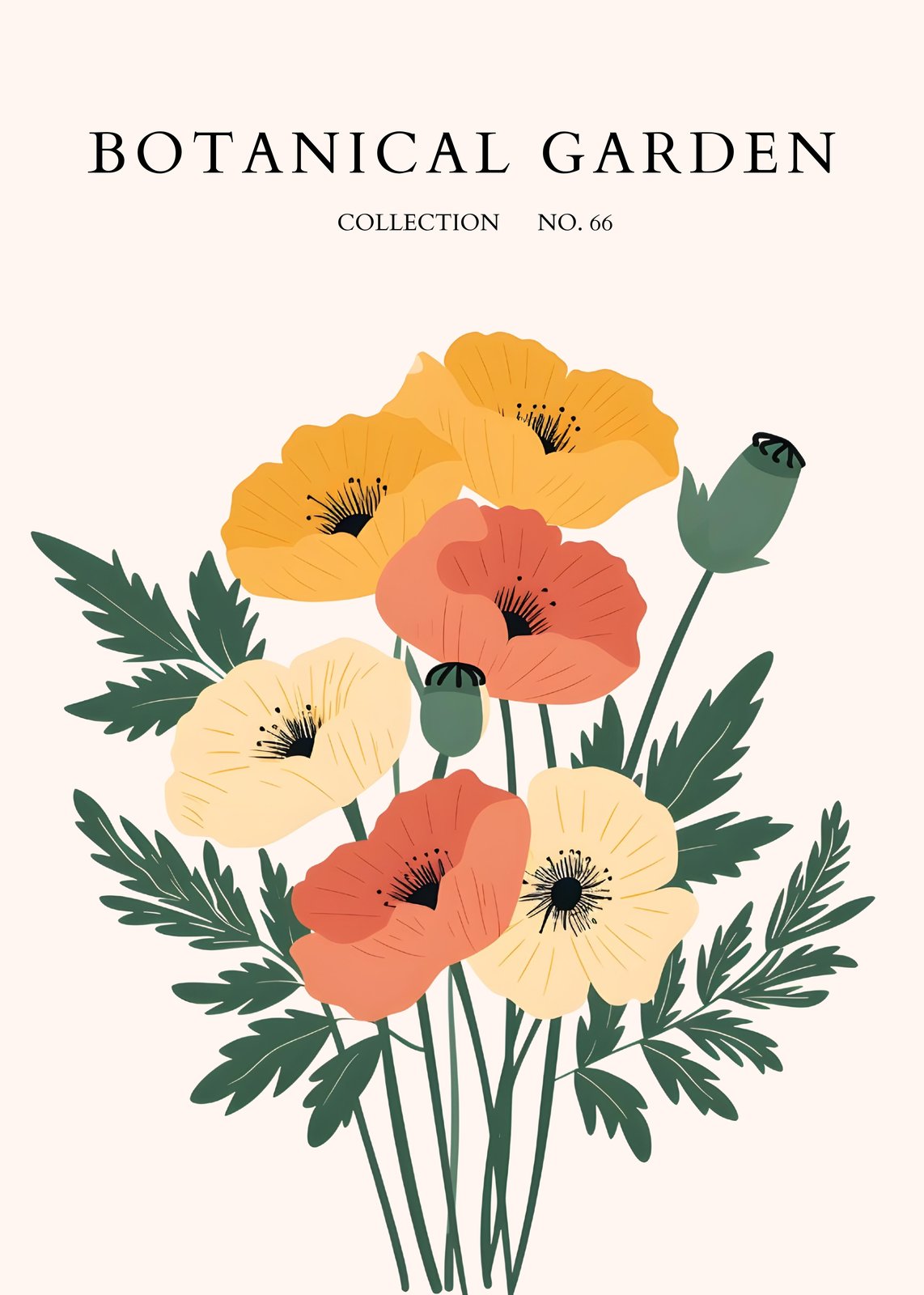 Vibrant Poppy Botanical Garden Wall Art