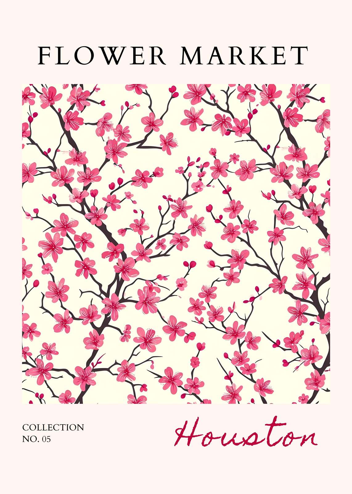 Pink Cherry Blossom Flower Market Wall Art