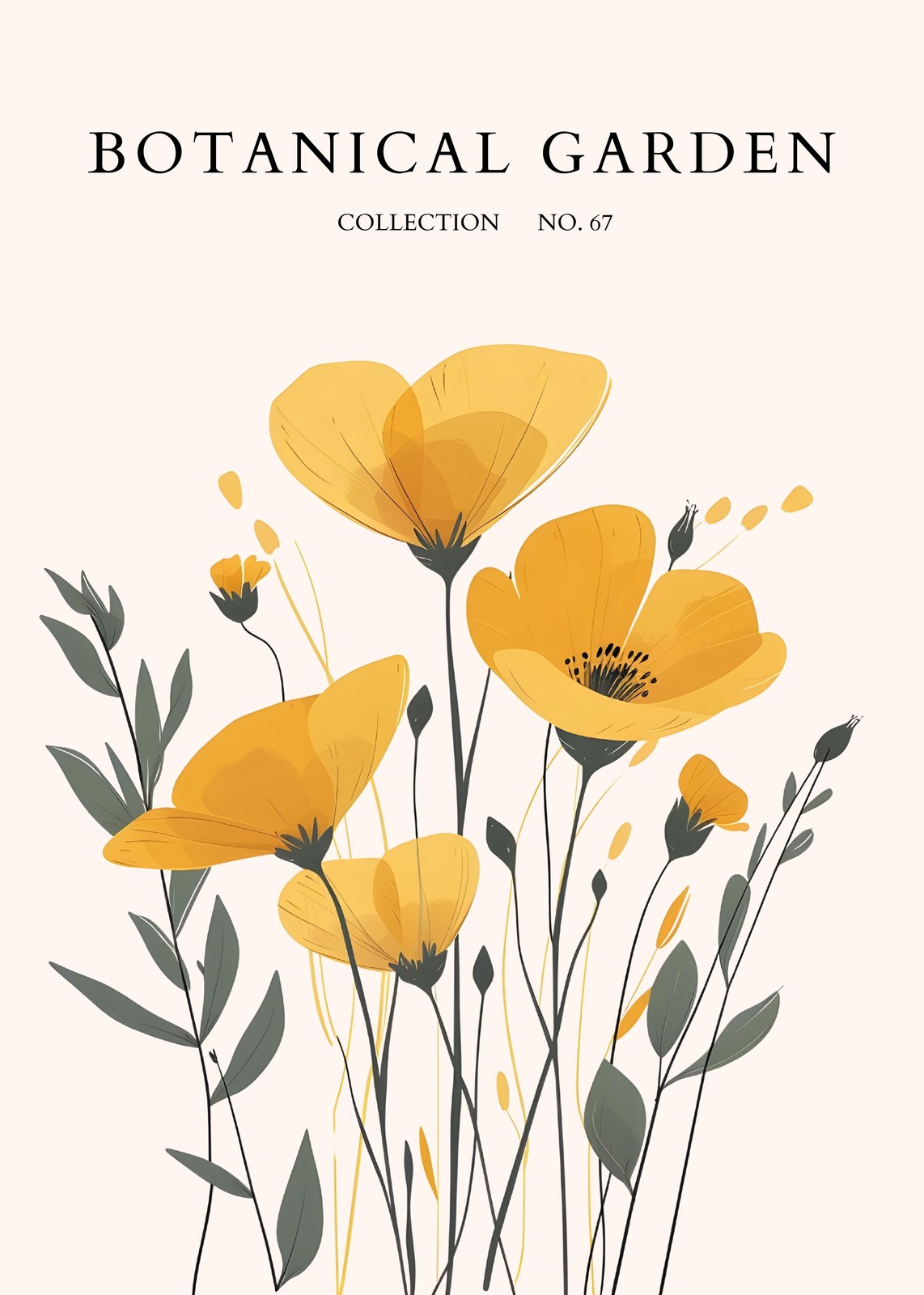 Golden Poppies Botanical Garden Wall Art