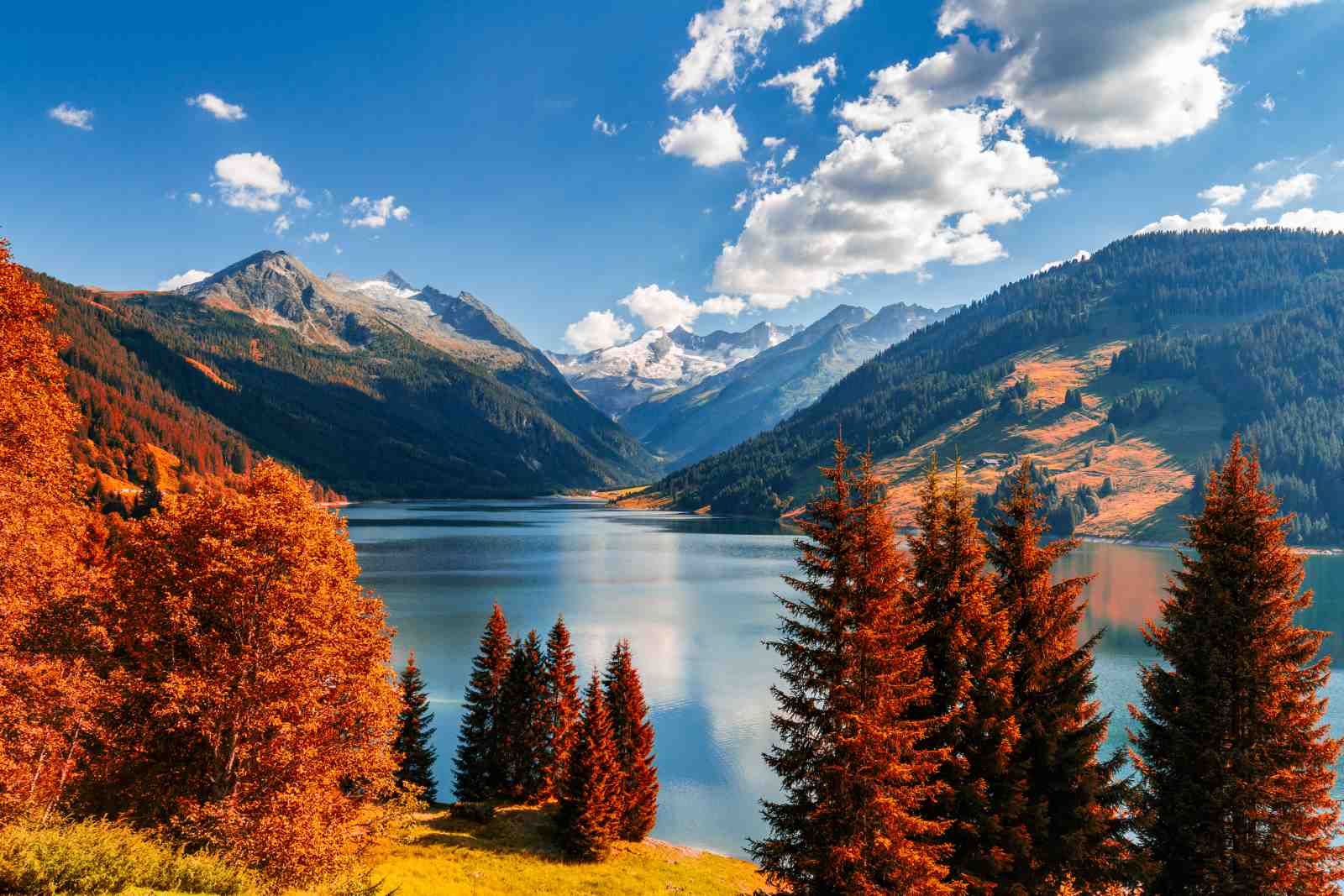 Alpine Lake Autumn Scenic Wall Art