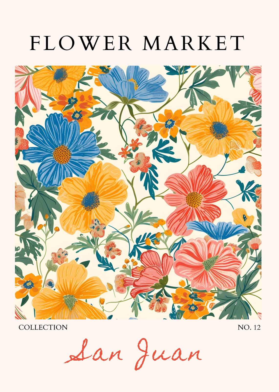 Vibrant Floral Market San Juan Wall Art