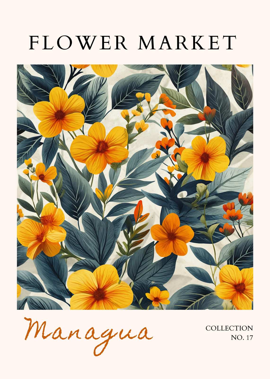 Vibrant Floral Market Managua Yellow Flower Wall Art
