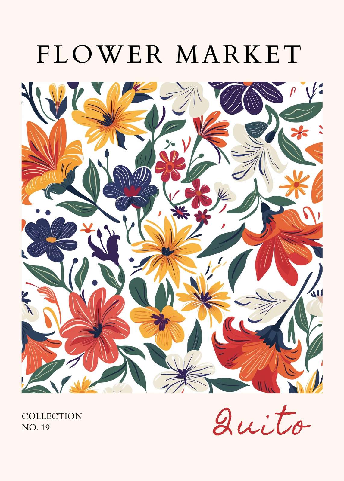 Vibrant Floral Market "Quito" Wall Art