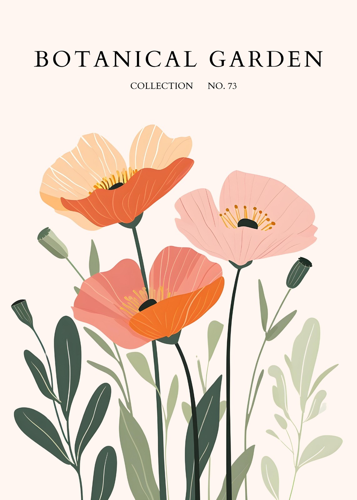 Botanical Poppy Floral Art Wall Art