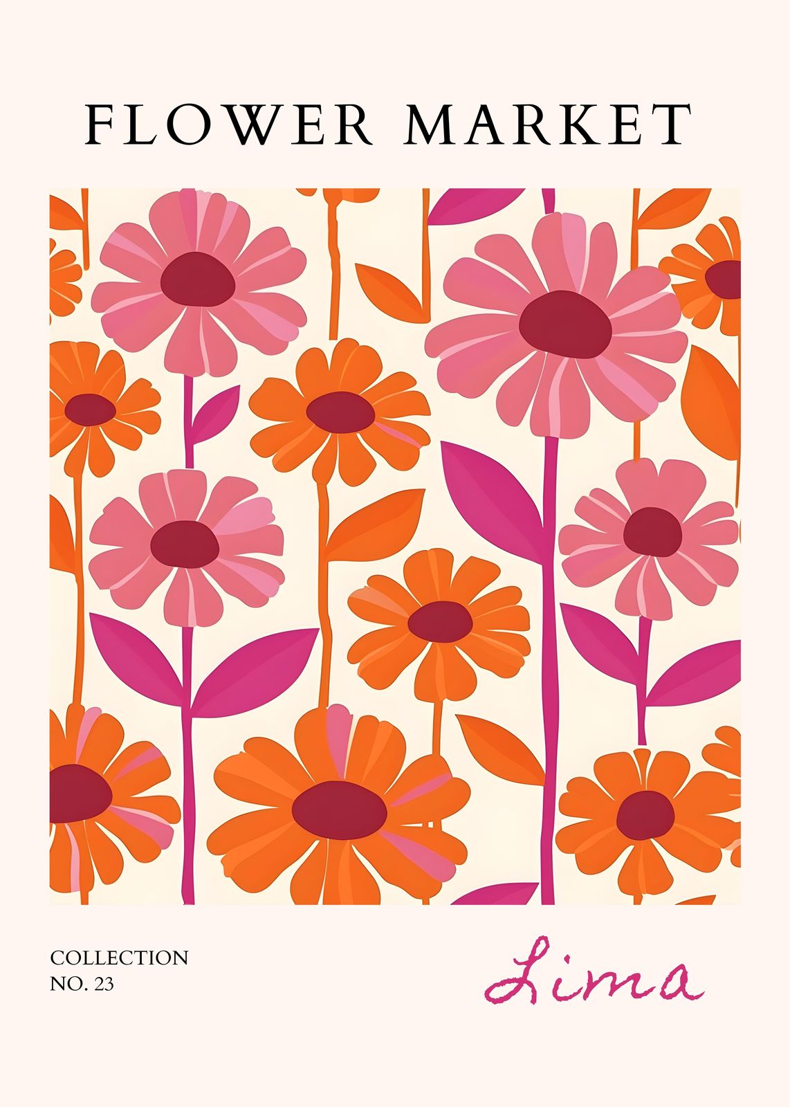 Retro Floral Garden "Flower Market" Wall Art