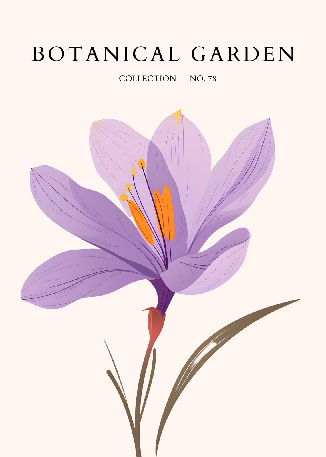 Elegant Purple Saffron Botanical Garden Wall Art